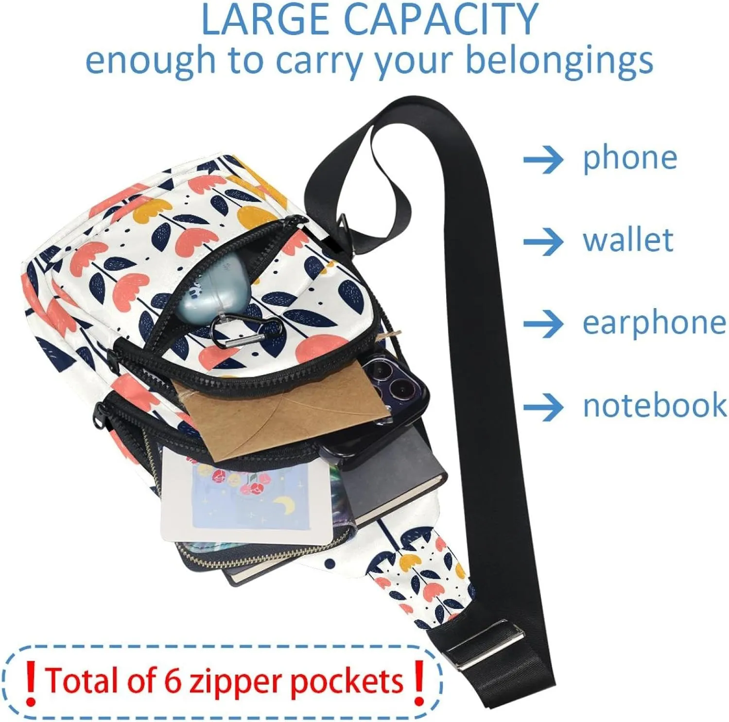 Tulips (5) Crossbody Sling Backpack Sling Bag Travel Hiking Chest Bag Daypack