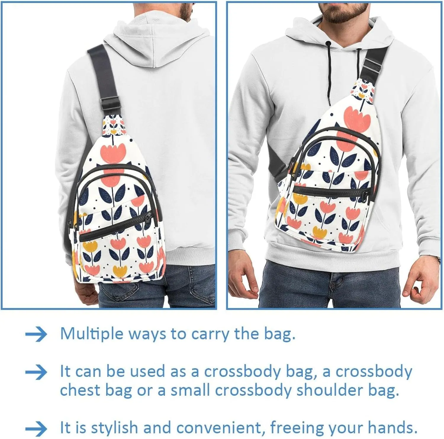 Tulips (5) Crossbody Sling Backpack Sling Bag Travel Hiking Chest Bag Daypack