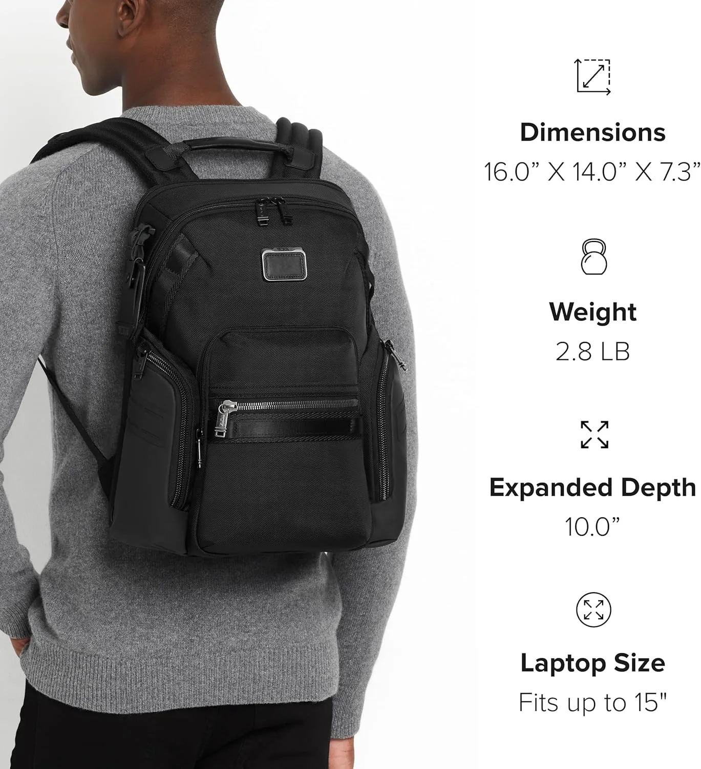 TUMI - Alpha Bravo Navigation Backpack - Everyday Travel Backpack - Fits Up to 15" Laptop - 16.0" X 14.0" X 7.3" - Charcoal