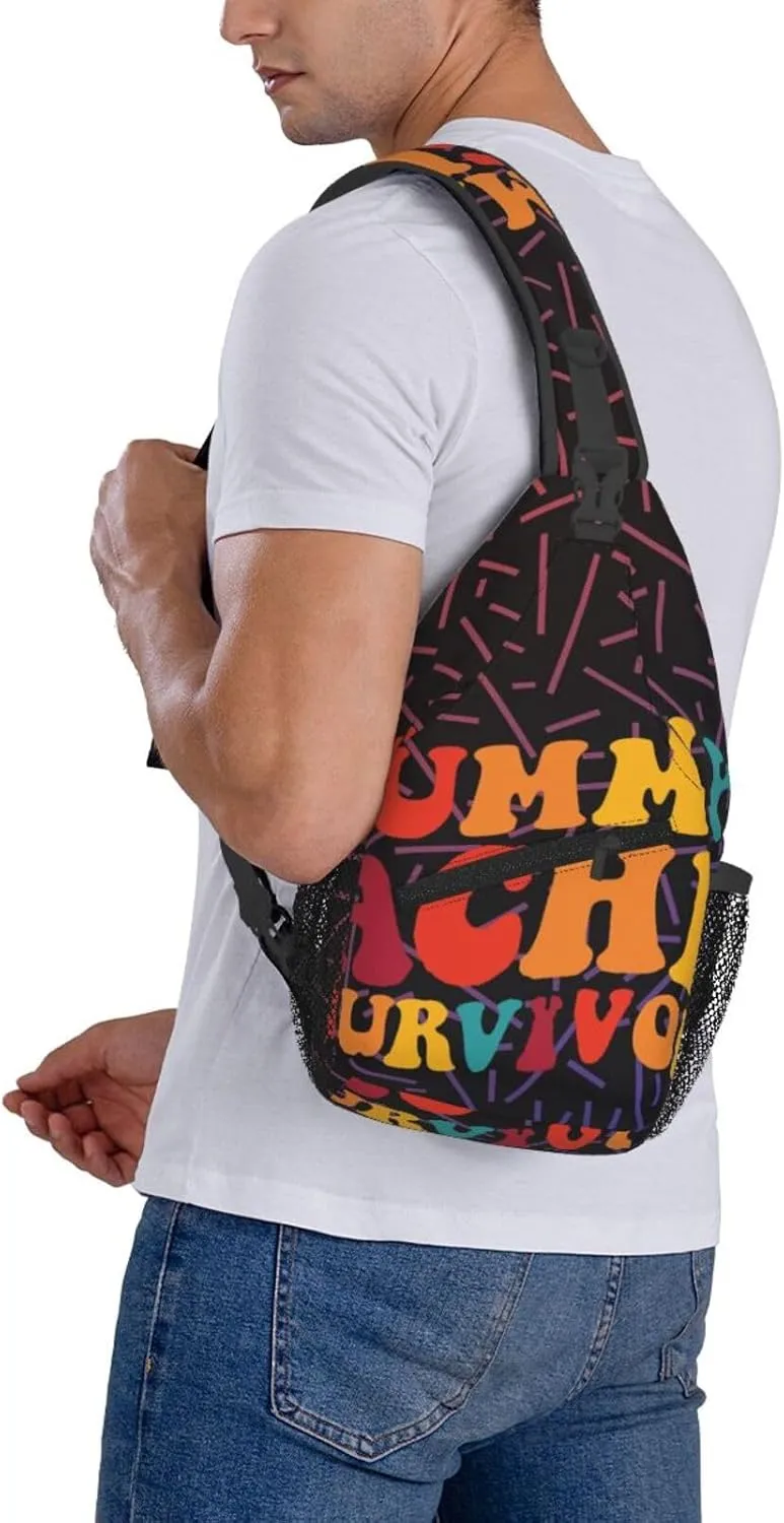 Tummy Ache Survivor Crossbody For Men Women Sling Chest Bag Shoulder Bag Lightweight One Strap Backpack Multipurpose Travel Hiking Daypack