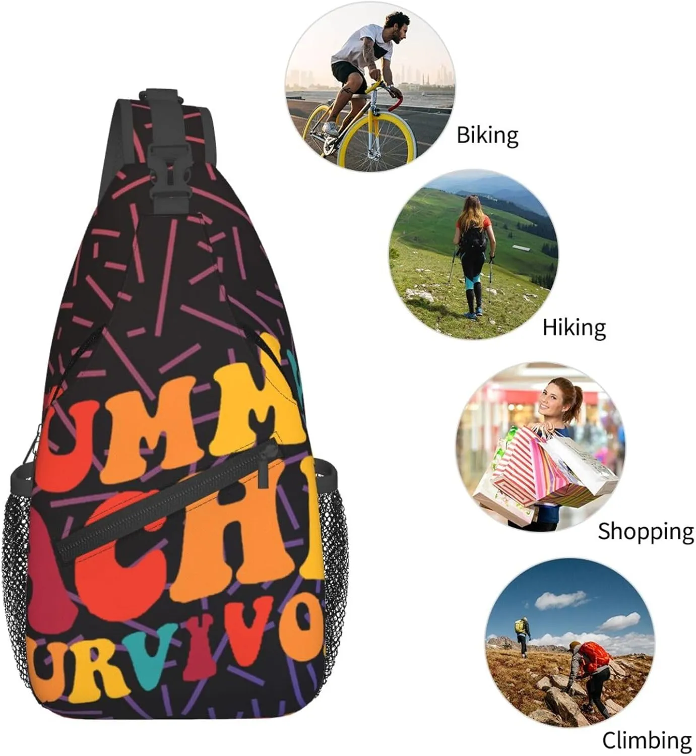 Tummy Ache Survivor Crossbody For Men Women Sling Chest Bag Shoulder Bag Lightweight One Strap Backpack Multipurpose Travel Hiking Daypack