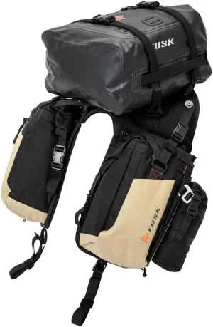 TUSK Excursion Rackless Luggage System w/Small Dry Duffel & Bottle Holders Standard Heat Shield Black/Tan