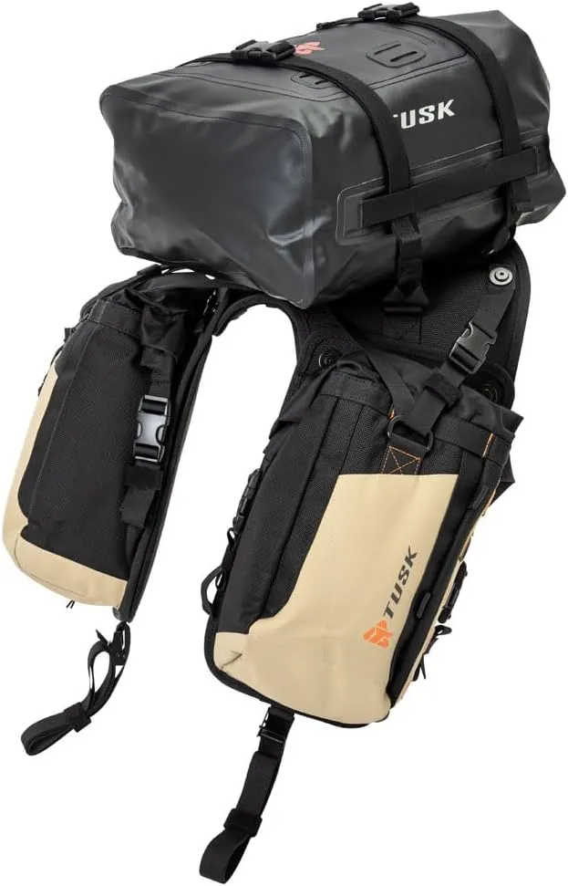 TUSK Excursion Rackless Luggage System w/Small Dry Duffel Tail Bag 690-701 Heat Shield Black/Tan