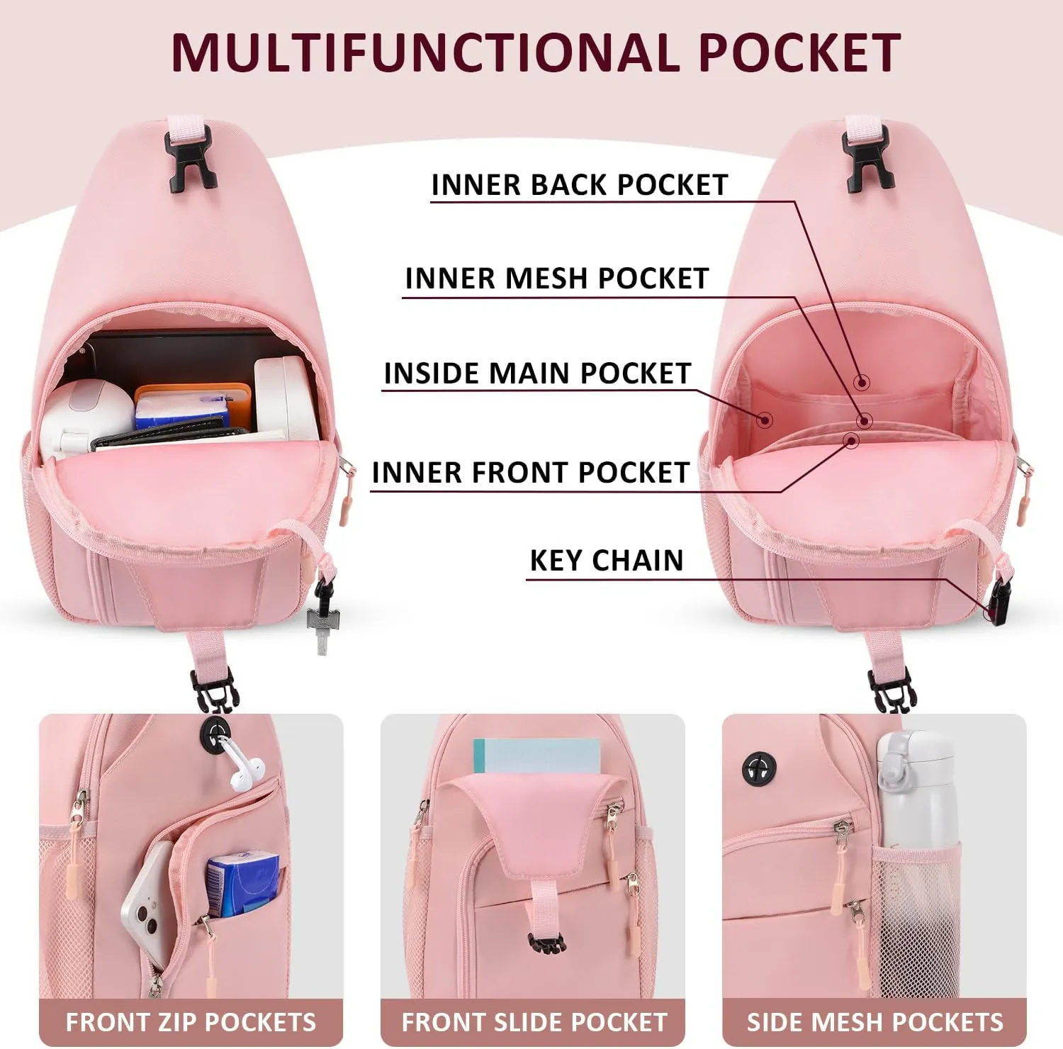 Tuwubi Crossbody Bags for Women Trendy,Sling Bag for Men with Adjustable Shoulder,Travel Essentials Backpack for Traveling