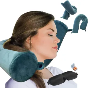 Twist Memory Foam Travel Pillow Neck,Chin,Shoulder,Lumbar and Leg Support for Adult Airplane Traveling,Bus,Train and Office (Teal)