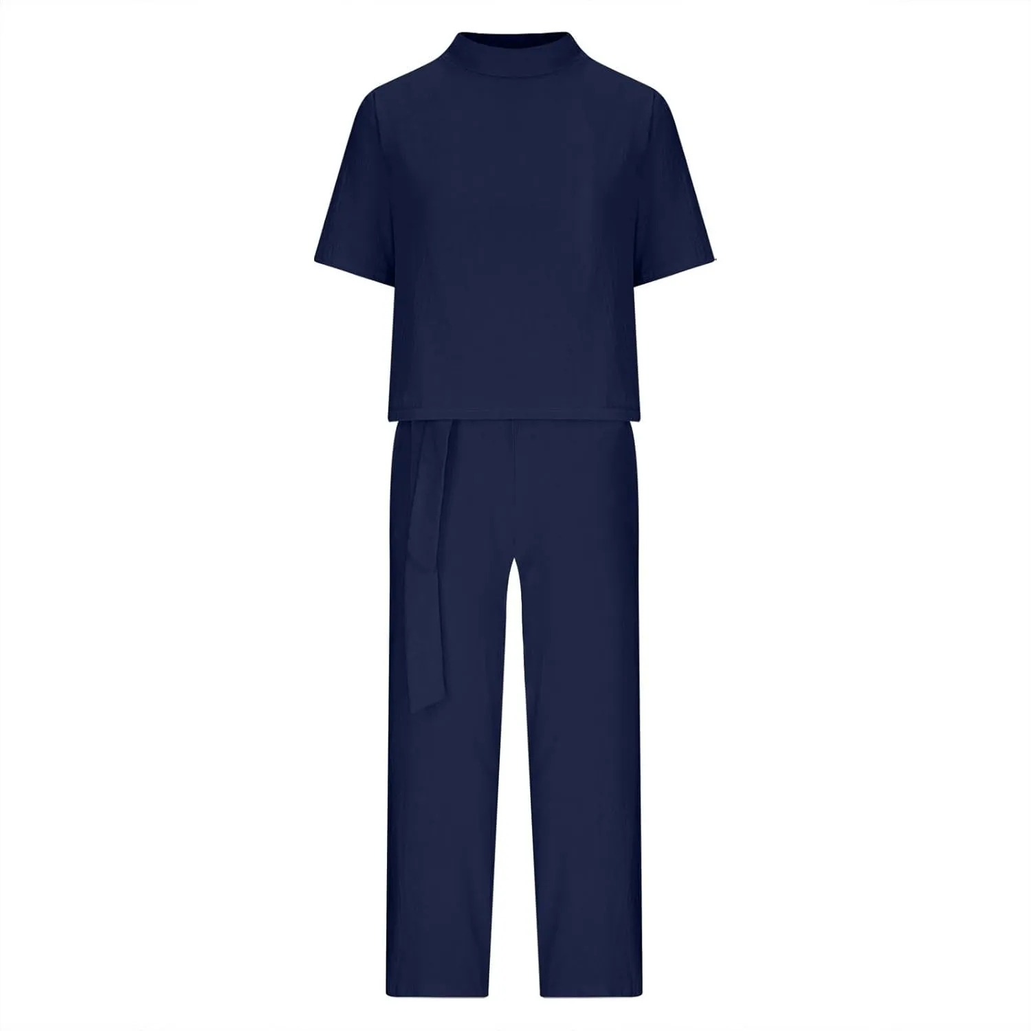 Two Piece Crewneck Sweatshirts Sets Casual Short Sleeved Wide Leg Pant Suit Long Sleeve Shirts Wide Leg Trousers