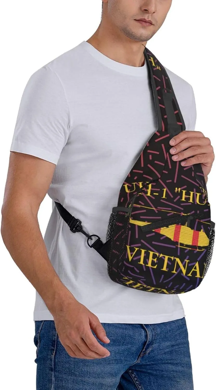 Uh-1 Huey Vietnam Veteran Crossbody For Men Women Sling Chest Bag Shoulder Bag Lightweight One Strap Backpack Multipurpose Travel Hiking Daypack