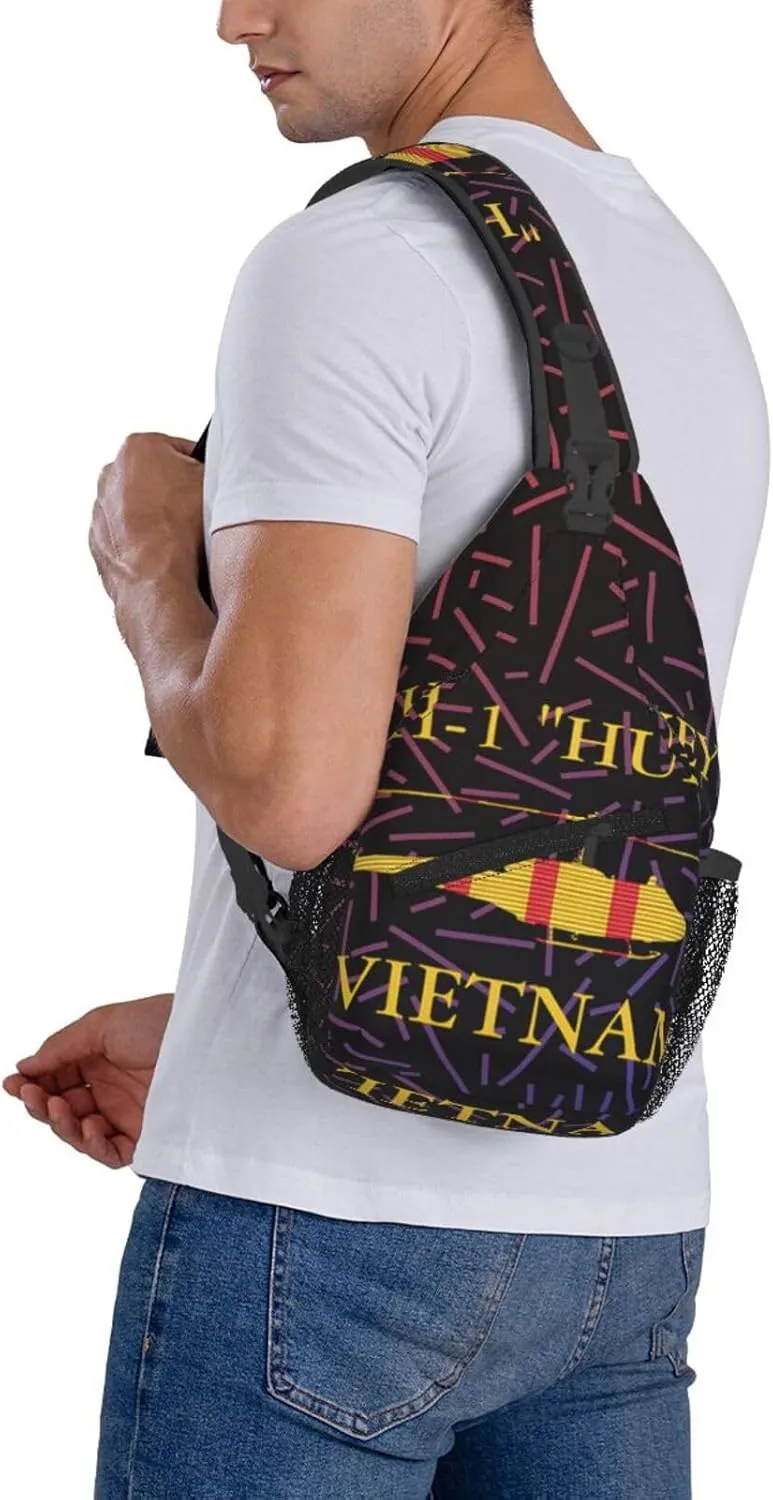 Uh-1 Huey Vietnam Veteran Crossbody For Men Women Sling Chest Bag Shoulder Bag Lightweight One Strap Backpack Multipurpose Travel Hiking Daypack