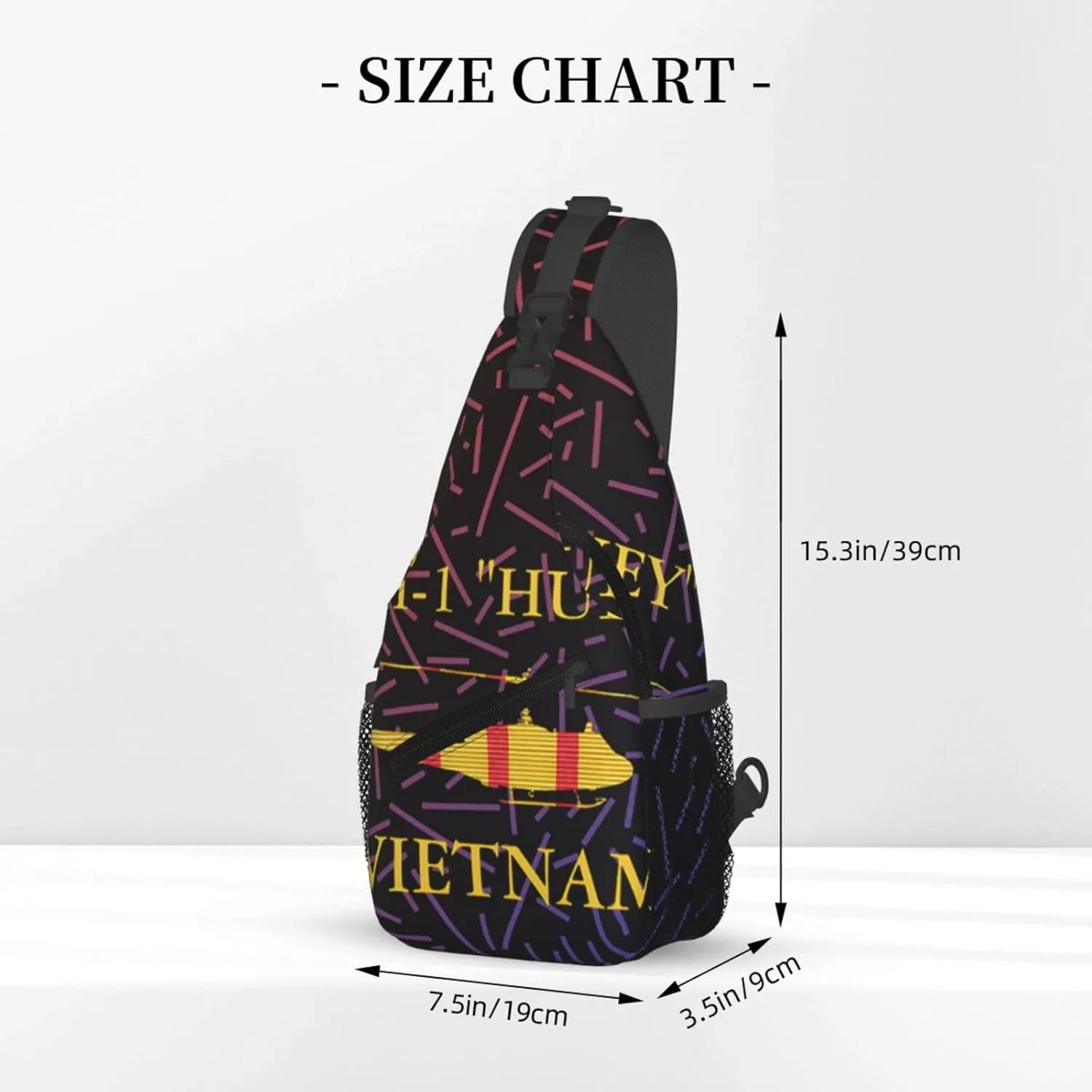Uh-1 Huey Vietnam Veteran Crossbody For Men Women Sling Chest Bag Shoulder Bag Lightweight One Strap Backpack Multipurpose Travel Hiking Daypack