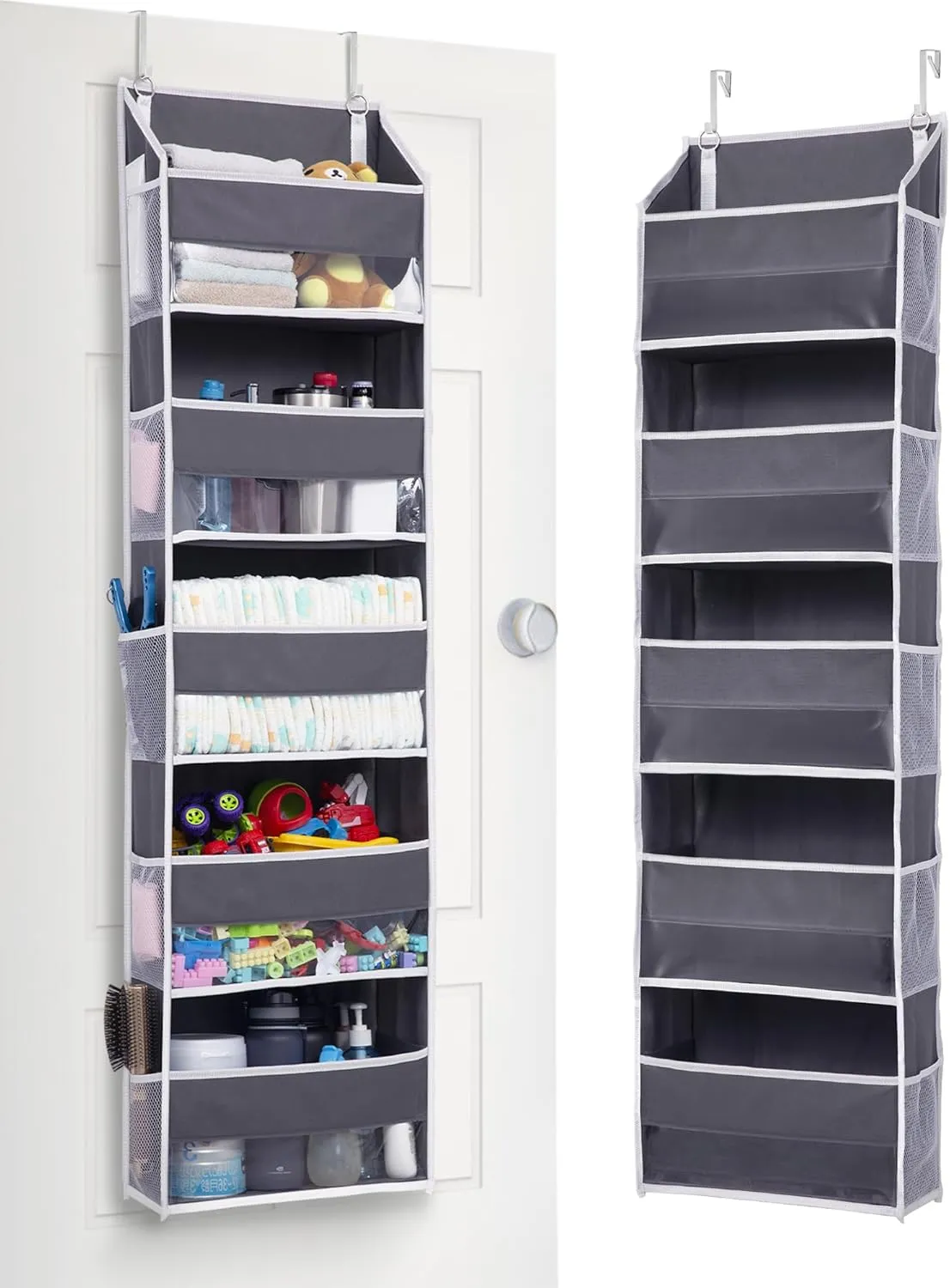 ULG 1 Pack Compact Size Over Door Organizer Slim Door Storage for Small-Sized Doors, 5 Shelves, Dark Gray
