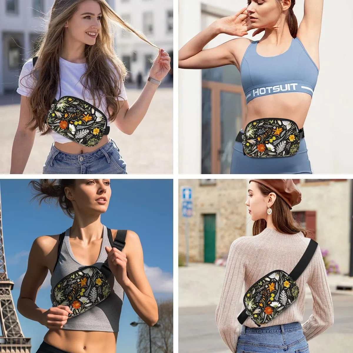 Ultra Lightweight Belt Bag Cute Crossbody Bags for Women Fashion Pattern Waist Packs Waterproof Running Workout Hiking Travel Fanny Pack,Dried Flowers