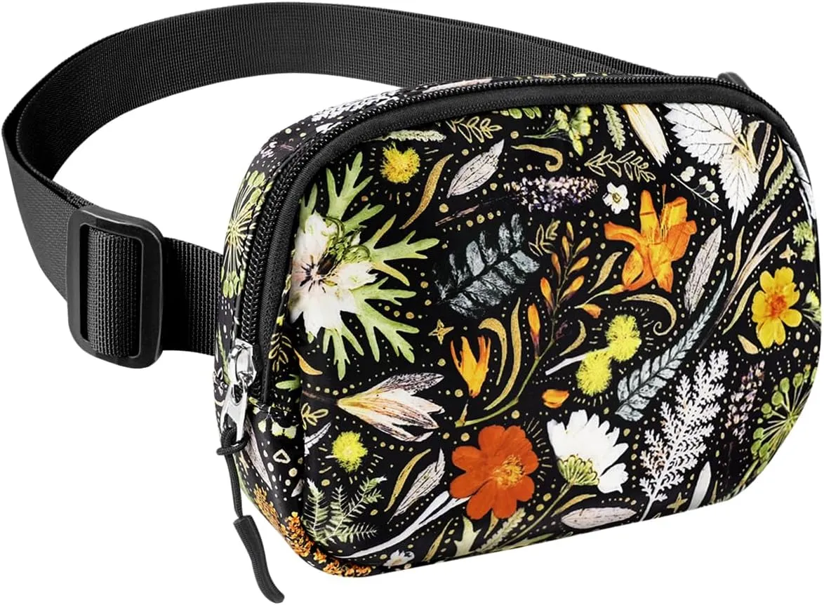 Ultra Lightweight Belt Bag Cute Crossbody Bags for Women Fashion Pattern Waist Packs Waterproof Running Workout Hiking Travel Fanny Pack,Dried Flowers