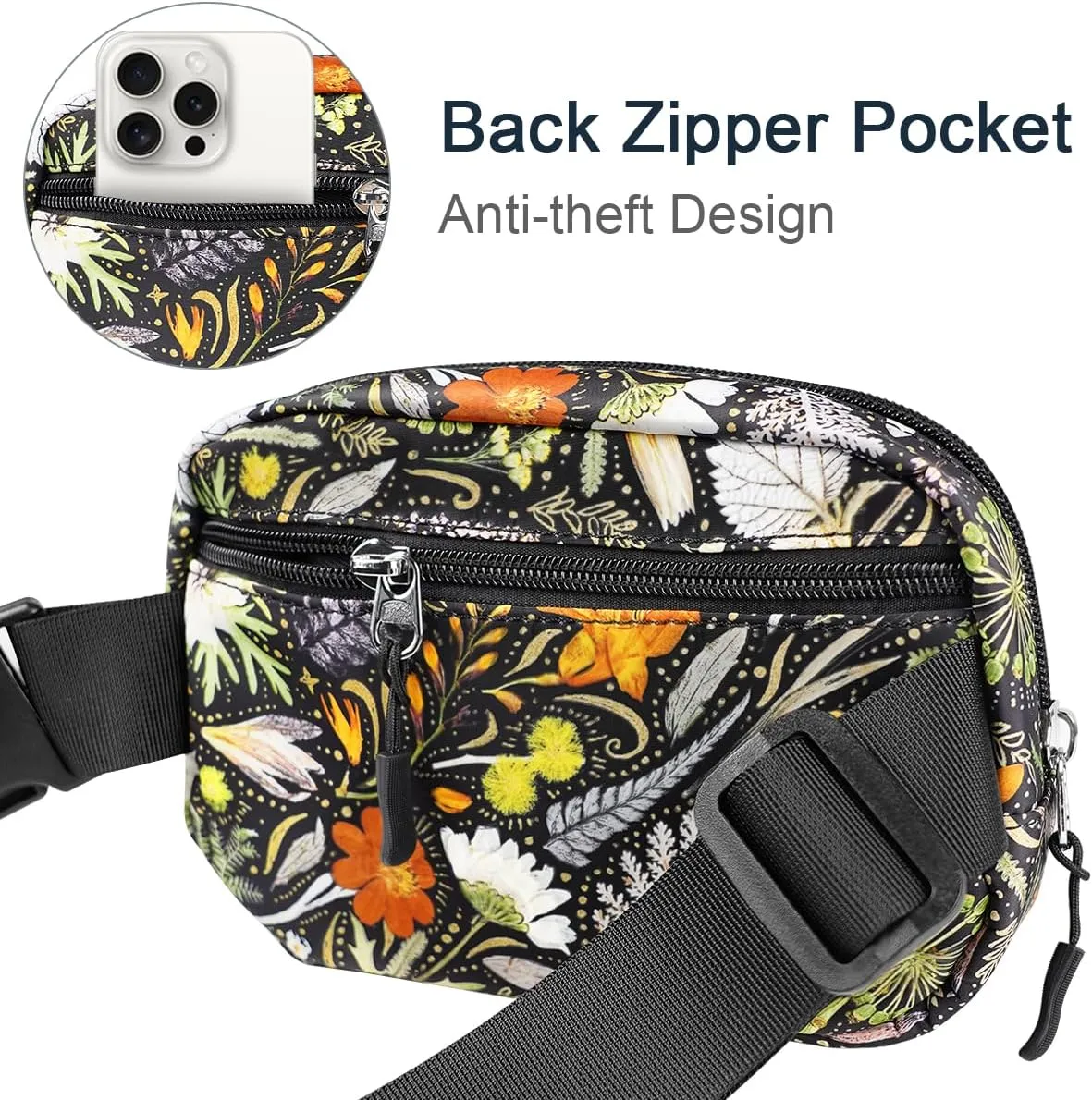 Ultra Lightweight Belt Bag Cute Crossbody Bags for Women Fashion Pattern Waist Packs Waterproof Running Workout Hiking Travel Fanny Pack,Dried Flowers