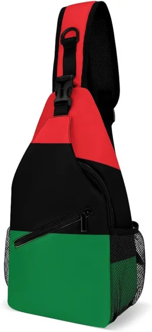 Ultra Lightweight Sling Backpack Shoulder Chest Crossbody Bag Multipurpose Anti-Theft Backpacking for Hiking Cycling Walking Dog Bicycle Travel - Black Lives Matter Flag African American Flag