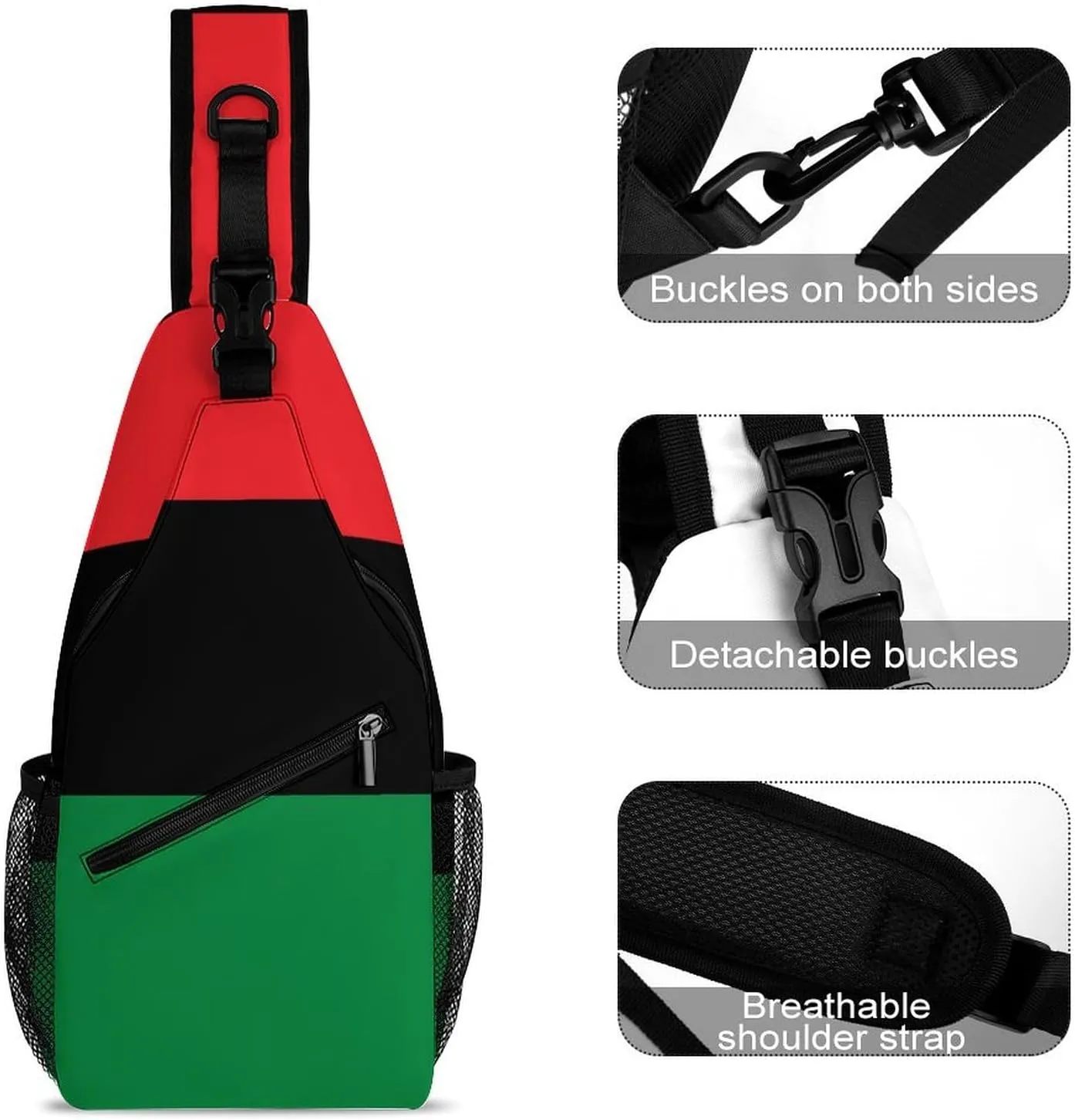 Ultra Lightweight Sling Backpack Shoulder Chest Crossbody Bag Multipurpose Anti-Theft Backpacking for Hiking Cycling Walking Dog Bicycle Travel - Black Lives Matter Flag African American Flag