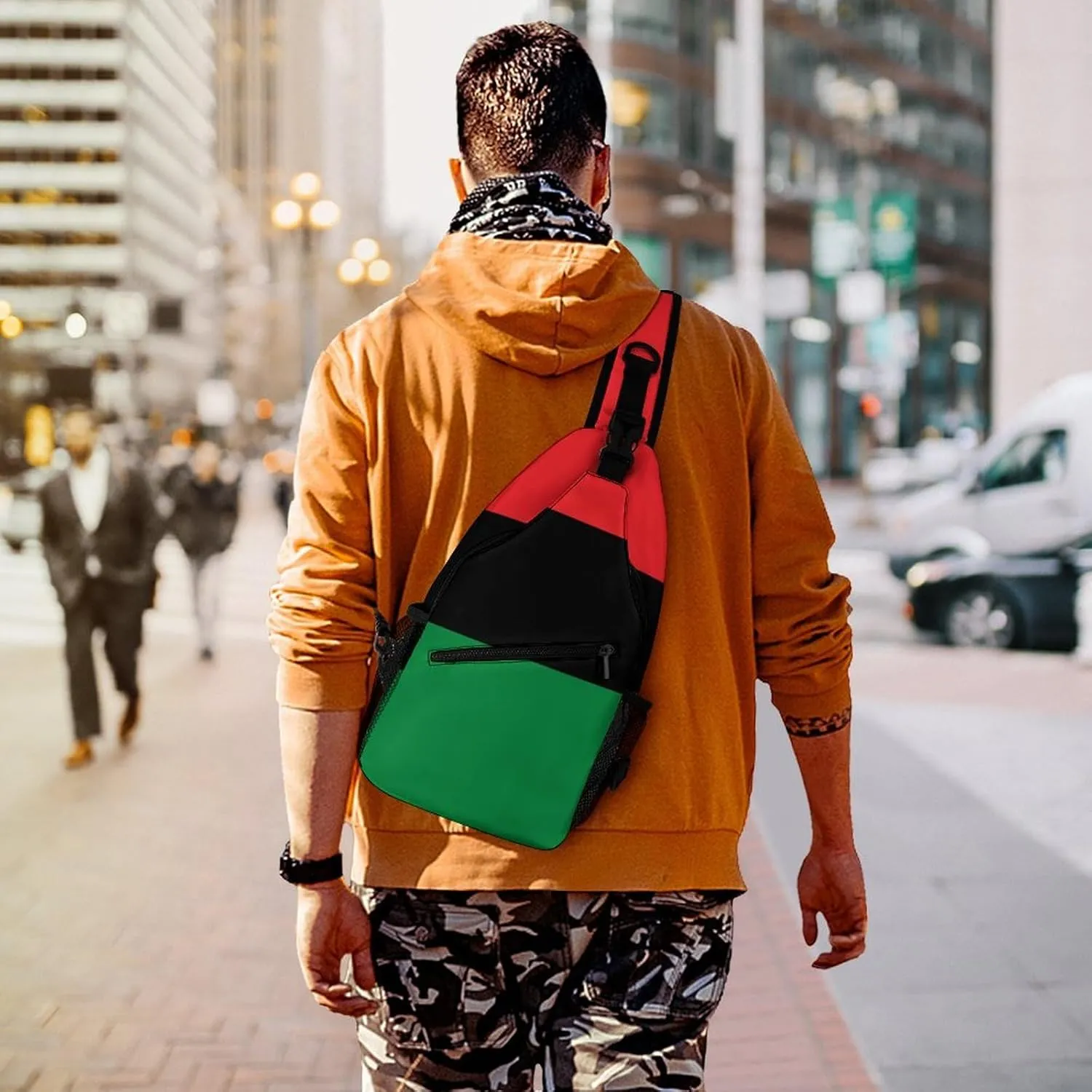 Ultra Lightweight Sling Backpack Shoulder Chest Crossbody Bag Multipurpose Anti-Theft Backpacking for Hiking Cycling Walking Dog Bicycle Travel - Black Lives Matter Flag African American Flag