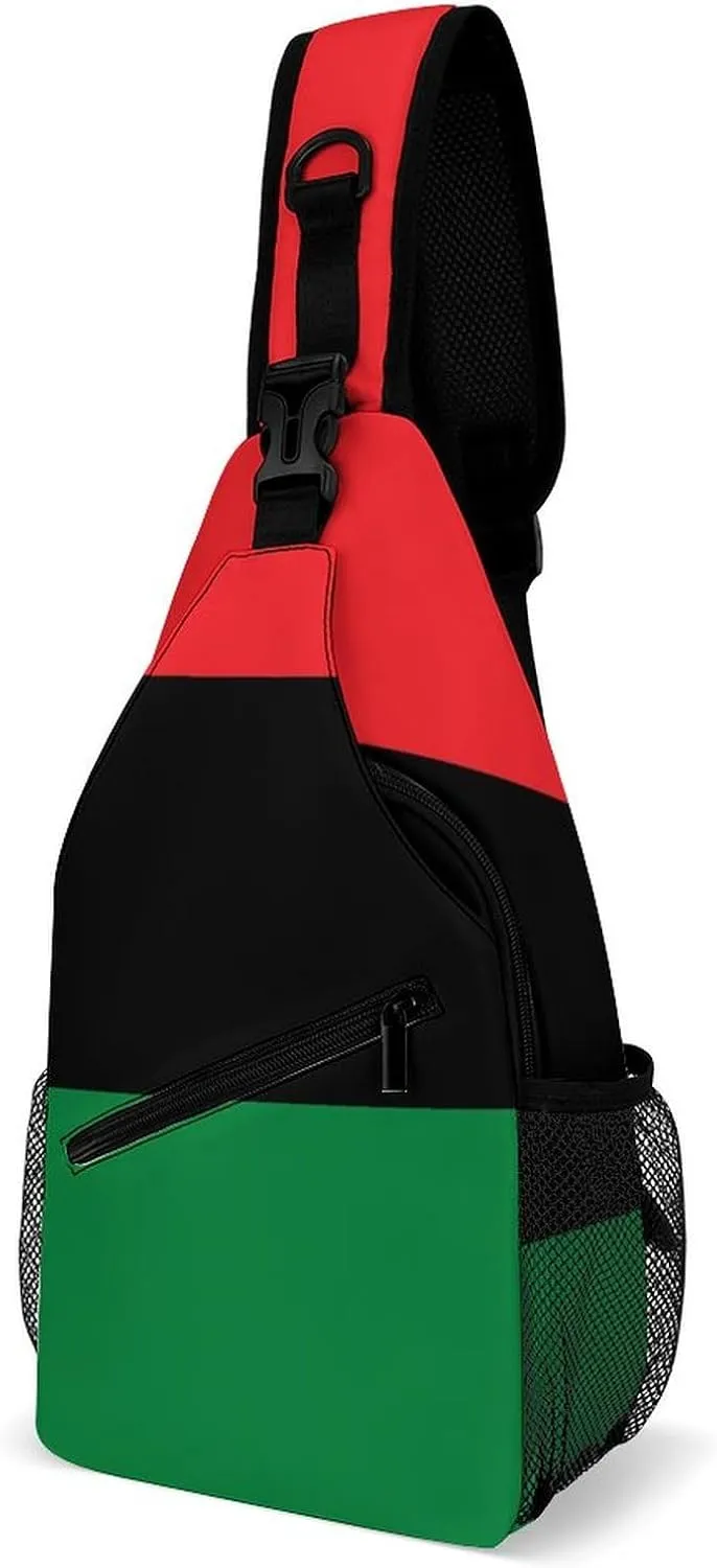 Ultra Lightweight Sling Backpack Shoulder Chest Crossbody Bag Multipurpose Anti-Theft Backpacking for Hiking Cycling Walking Dog Bicycle Travel - Black Lives Matter Flag African American Flag