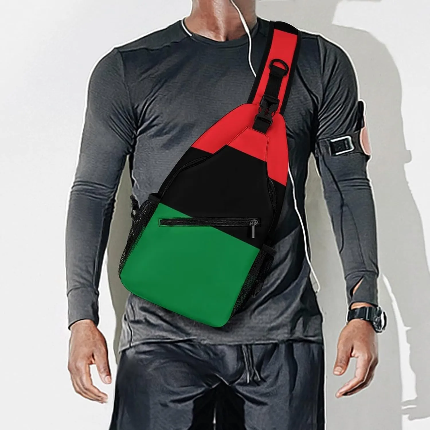 Ultra Lightweight Sling Backpack Shoulder Chest Crossbody Bag Multipurpose Anti-Theft Backpacking for Hiking Cycling Walking Dog Bicycle Travel - Black Lives Matter Flag African American Flag