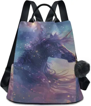 Unicorn with A Mane and Tail Backpack Purse for Women Anti Theft Travel Bag Fashion Back Pack Shoulder Bag Handbag