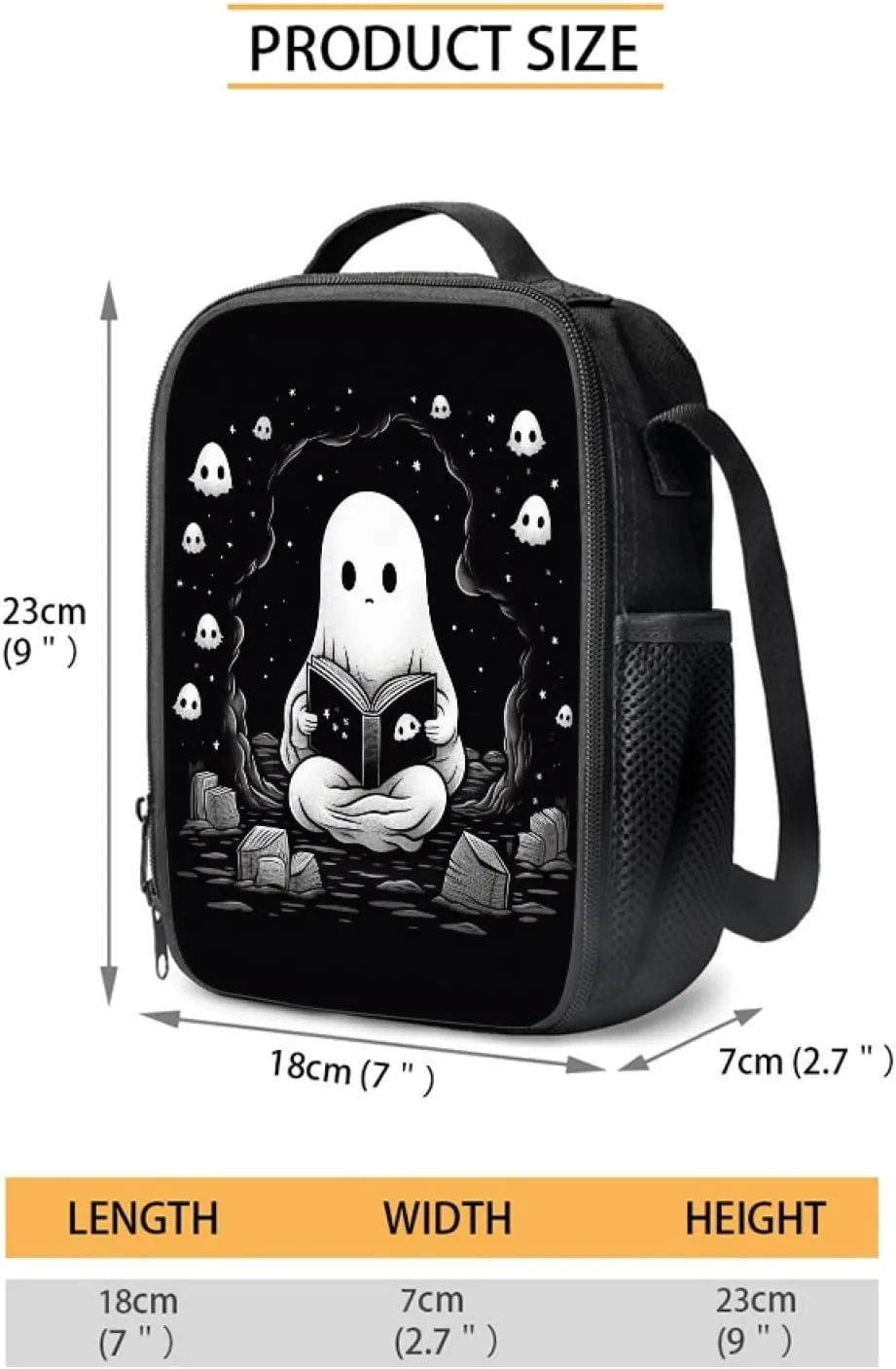 Uourmeti Kids Backpack with Lunch Box Pencil Case Set Cute Book Bags for Boys Girls, Cute Ghost, One Size, Daypack Backpacks
