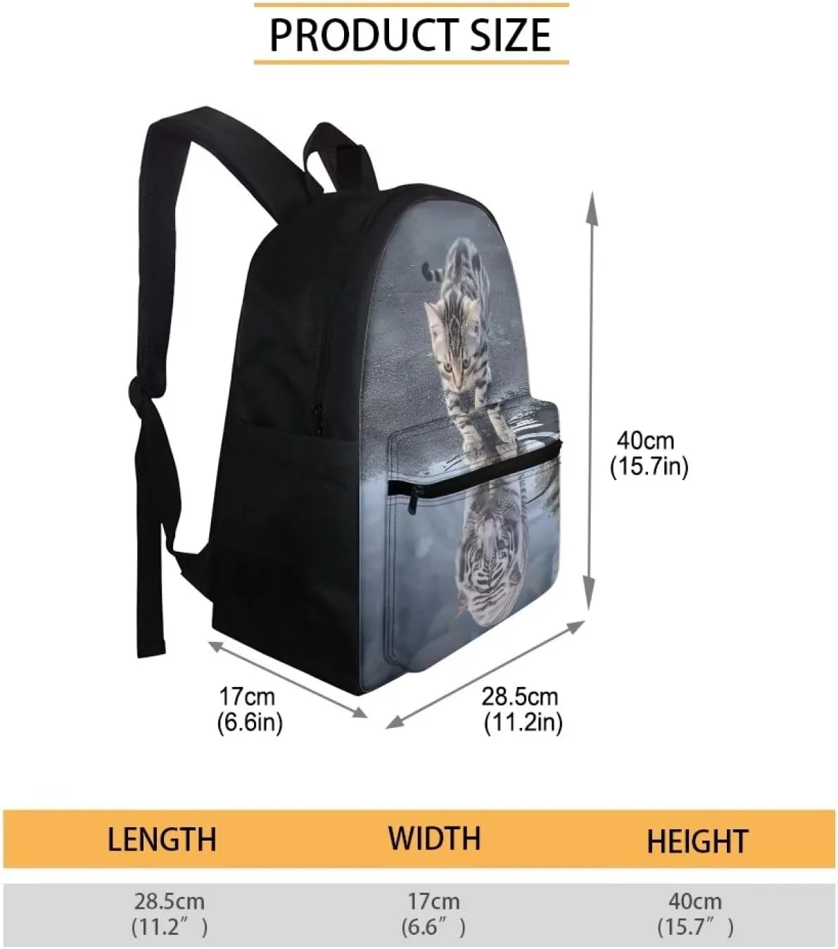 Upetstory Cat Tiger Backpacks for Girls Boys Kids School Bag Set 4 IN 1 Children School Backpack with Lunch Box Pencil Case Teen High Middle School Bookbag Elementary Preschool Water Bottle Sleeve