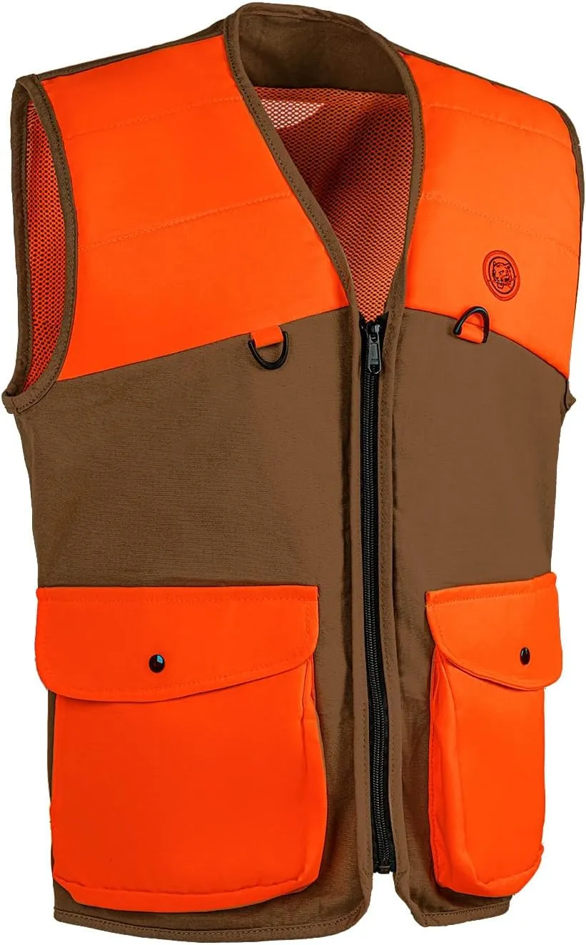 Upland Hunting Vest with Multi Pockets Brown/Orange Upland Game Field Bird Hunting Vest