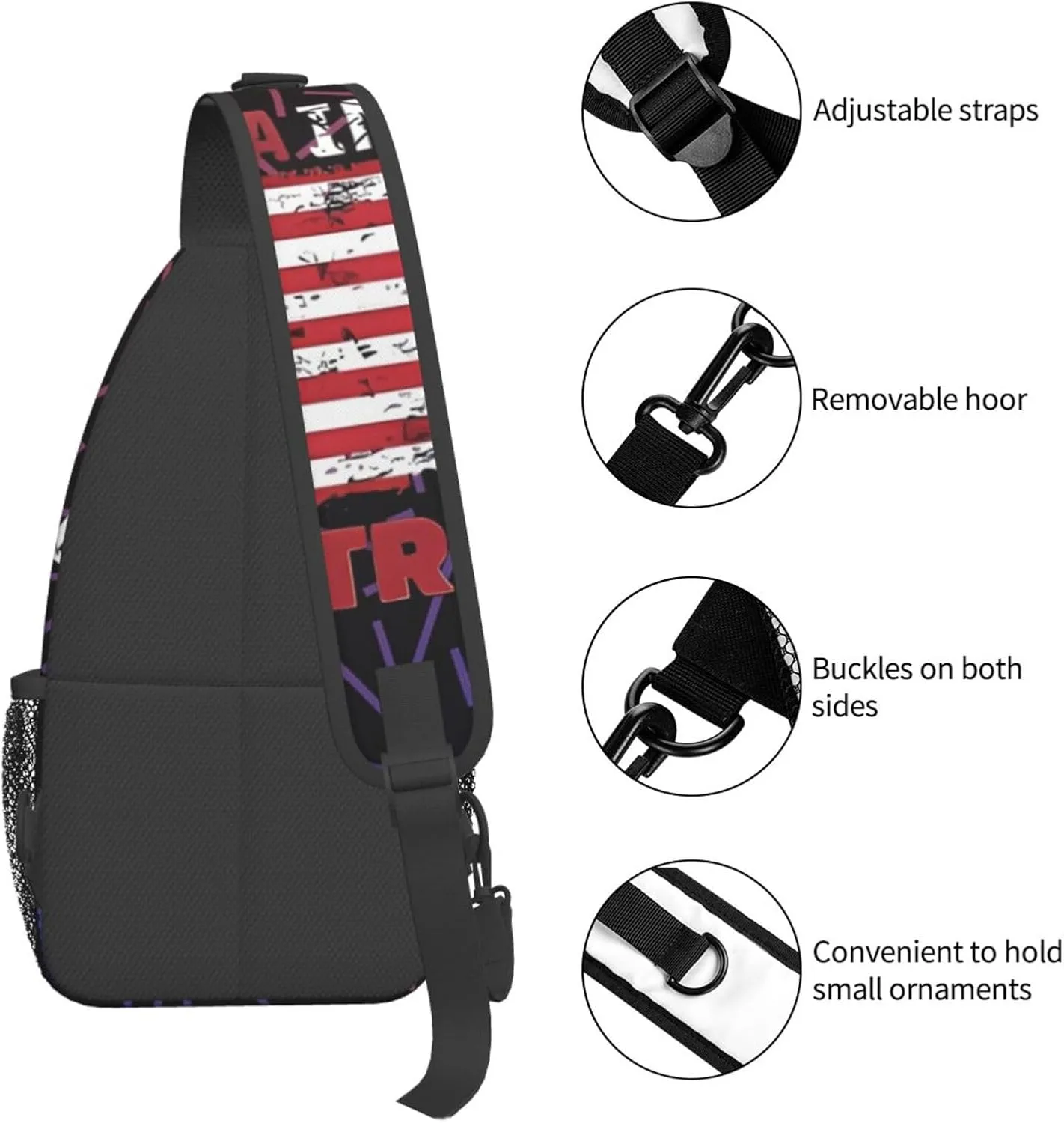 Upside Down America America In Distress Small Crossbody Backpack Sling Bag For Men Women Mini One Shoulder Chest Bags Gym Sport Travel Hiking Daypack
