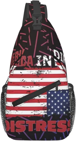 Upside Down America America In Distress Small Crossbody Backpack Sling Bag For Men Women Mini One Shoulder Chest Bags Gym Sport Travel Hiking Daypack