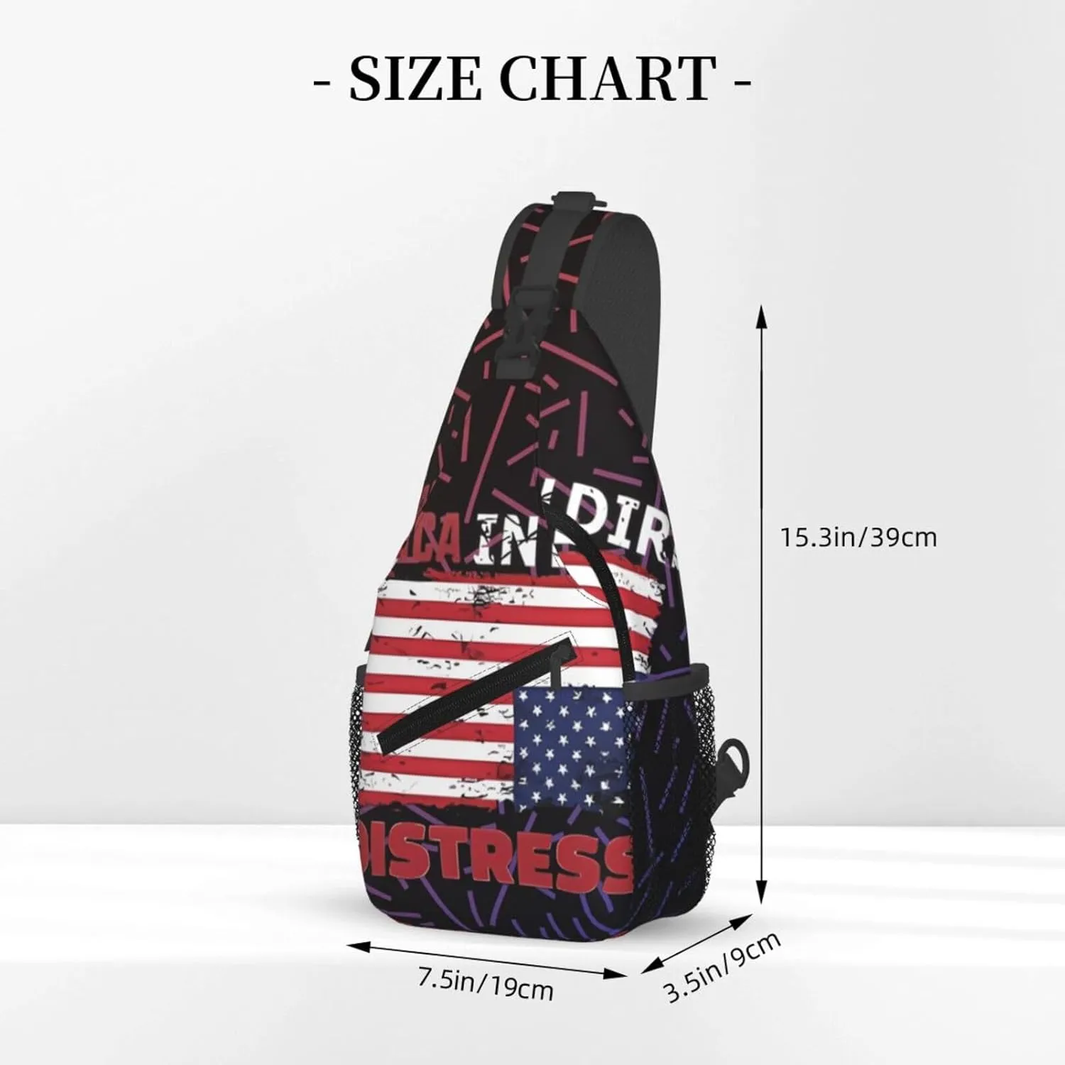 Upside Down America America In Distress Small Crossbody Backpack Sling Bag For Men Women Mini One Shoulder Chest Bags Gym Sport Travel Hiking Daypack