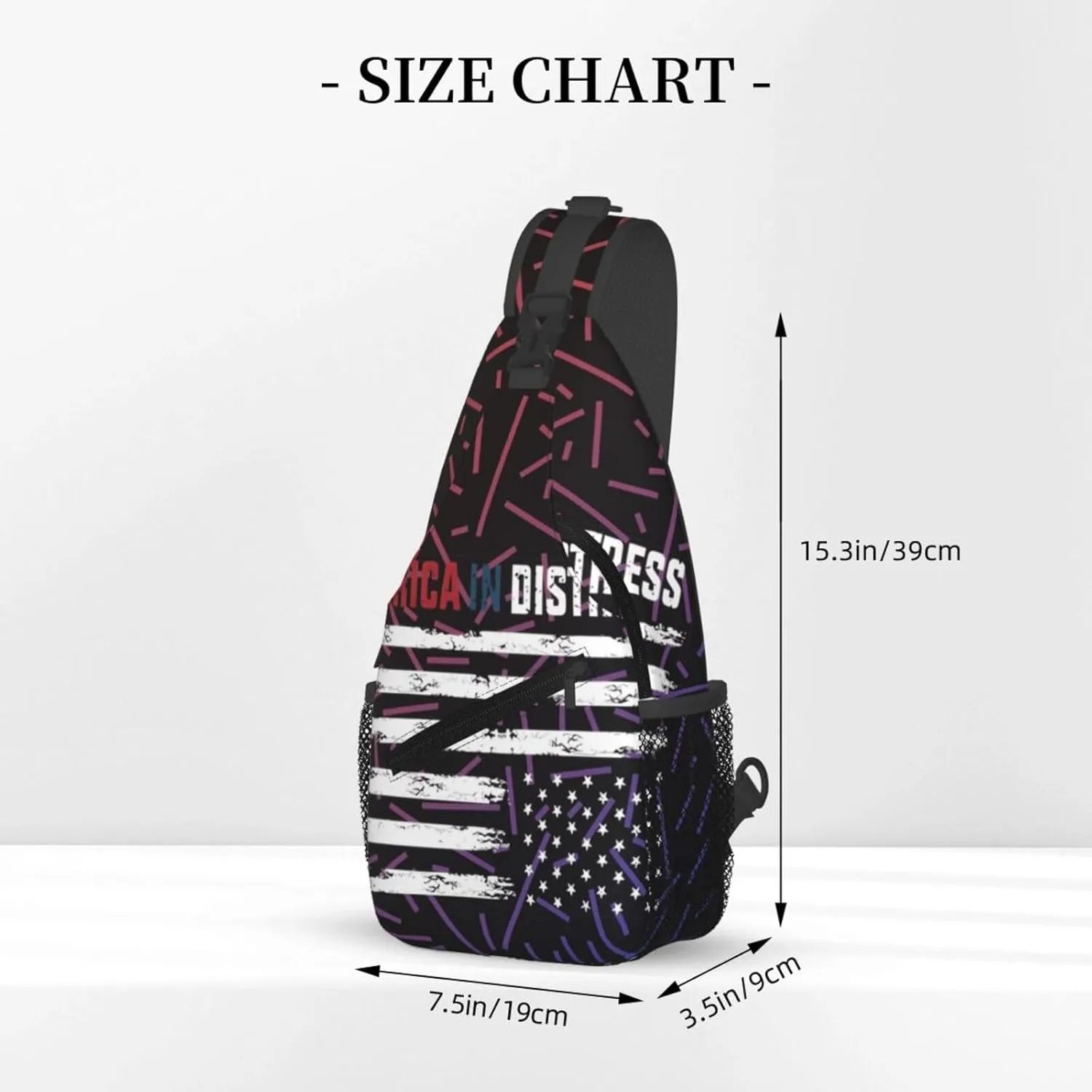 Upside Down American America In Distress Crossbody For Men Women Sling Chest Bag Shoulder Bag Lightweight One Strap Backpack Hiking Daypack