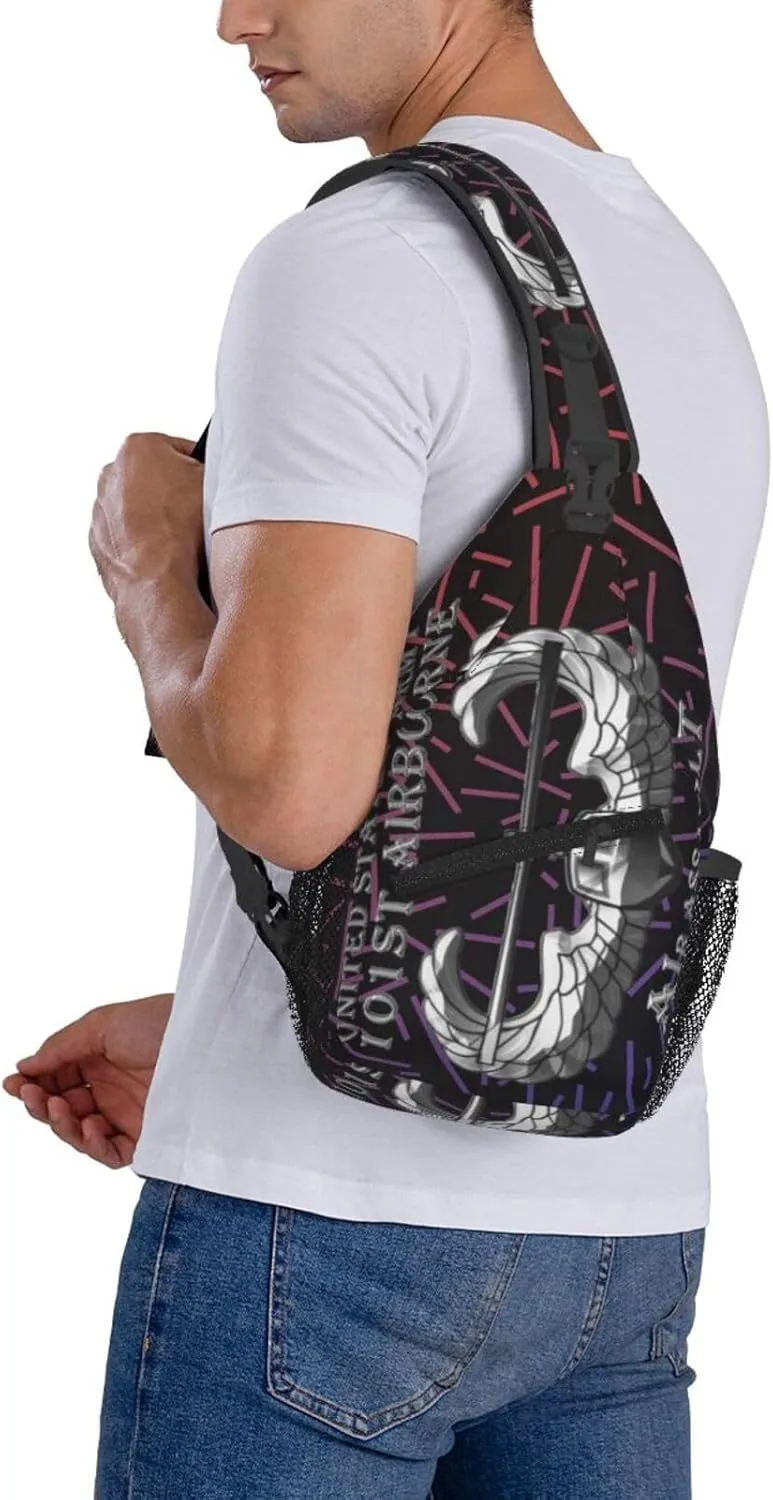 Us A-rmy 101st Airborne Air Assault Crossbody Backpack For Men Women Sling Shoulder Dachshunds Dog Chest Bag Lightweight One Strap Multipurpose Travel Hiking Daypack