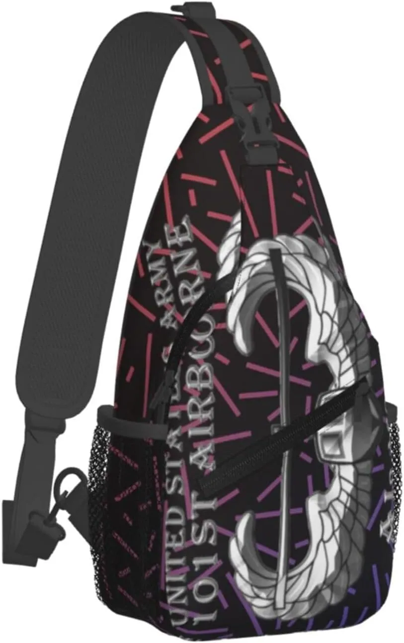 Us A-rmy 101st Airborne Air Assault Crossbody Backpack For Men Women Sling Shoulder Dachshunds Dog Chest Bag Lightweight One Strap Multipurpose Travel Hiking Daypack