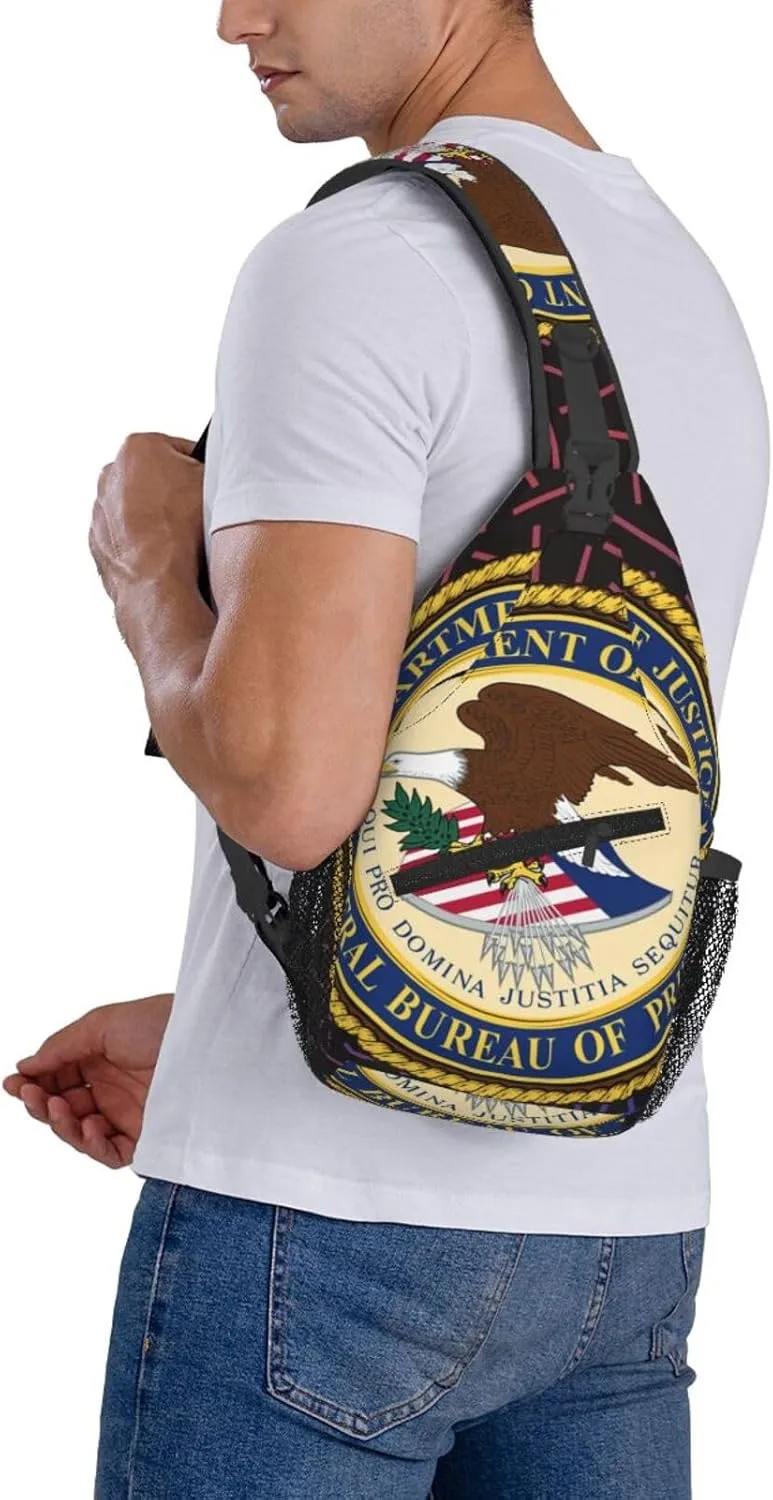 Us Federal Bureau Of Prisons Small Crossbody Backpack Sling Bag For Men Women Mini One Shoulder Chest Bags Gym Sport Travel Hiking Daypack