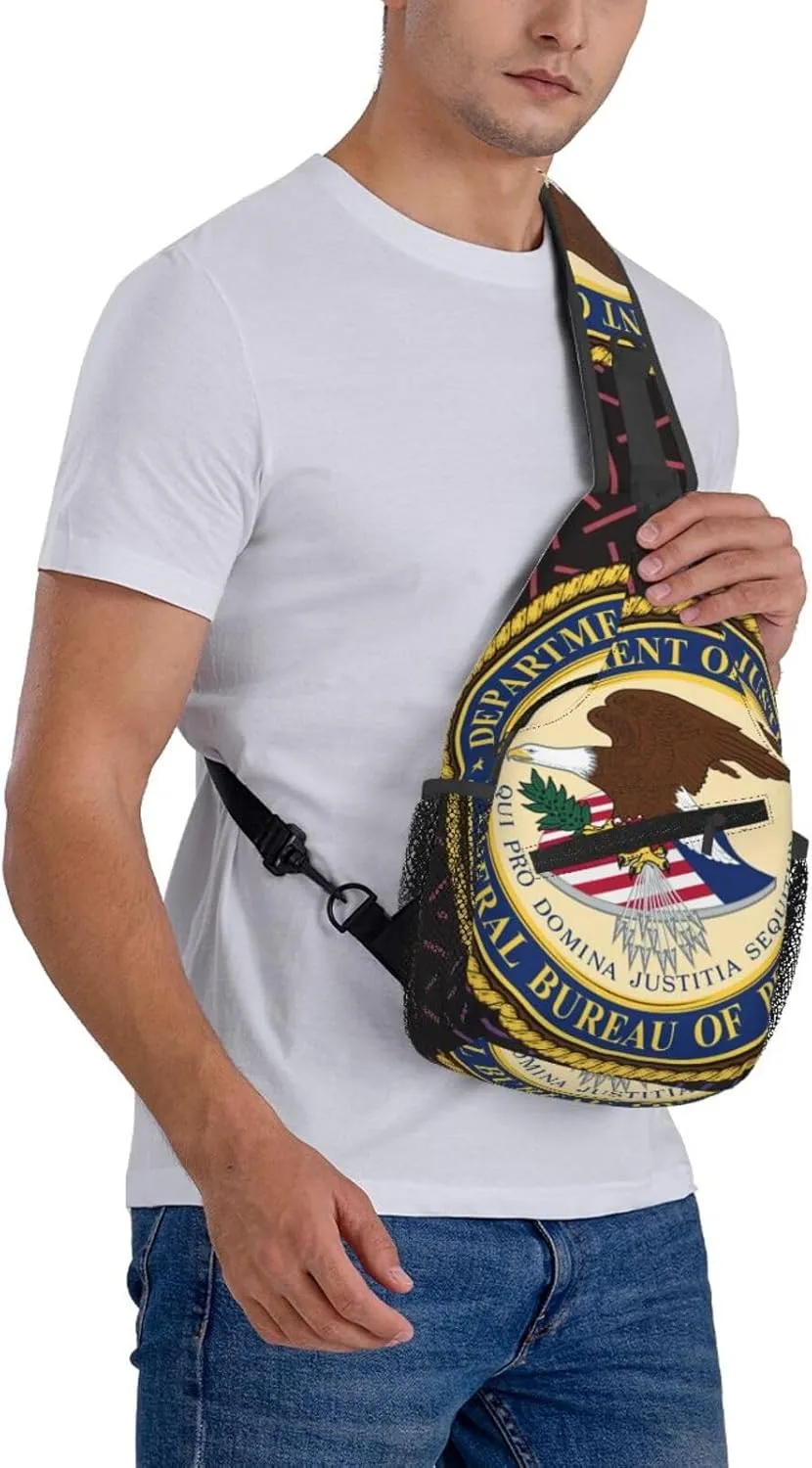 Us Federal Bureau Of Prisons Small Crossbody Backpack Sling Bag For Men Women Mini One Shoulder Chest Bags Gym Sport Travel Hiking Daypack