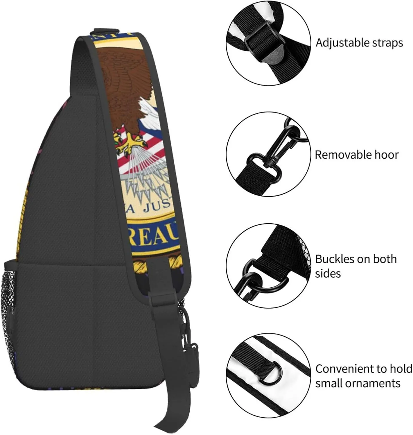 Us Federal Bureau Of Prisons Small Crossbody Backpack Sling Bag For Men Women Mini One Shoulder Chest Bags Gym Sport Travel Hiking Daypack