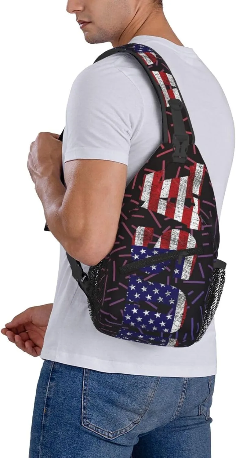 Usa Crossbody For Men Women Sling Chest Bag Shoulder Bag Lightweight One Strap Backpack Multipurpose Travel Hiking Daypack