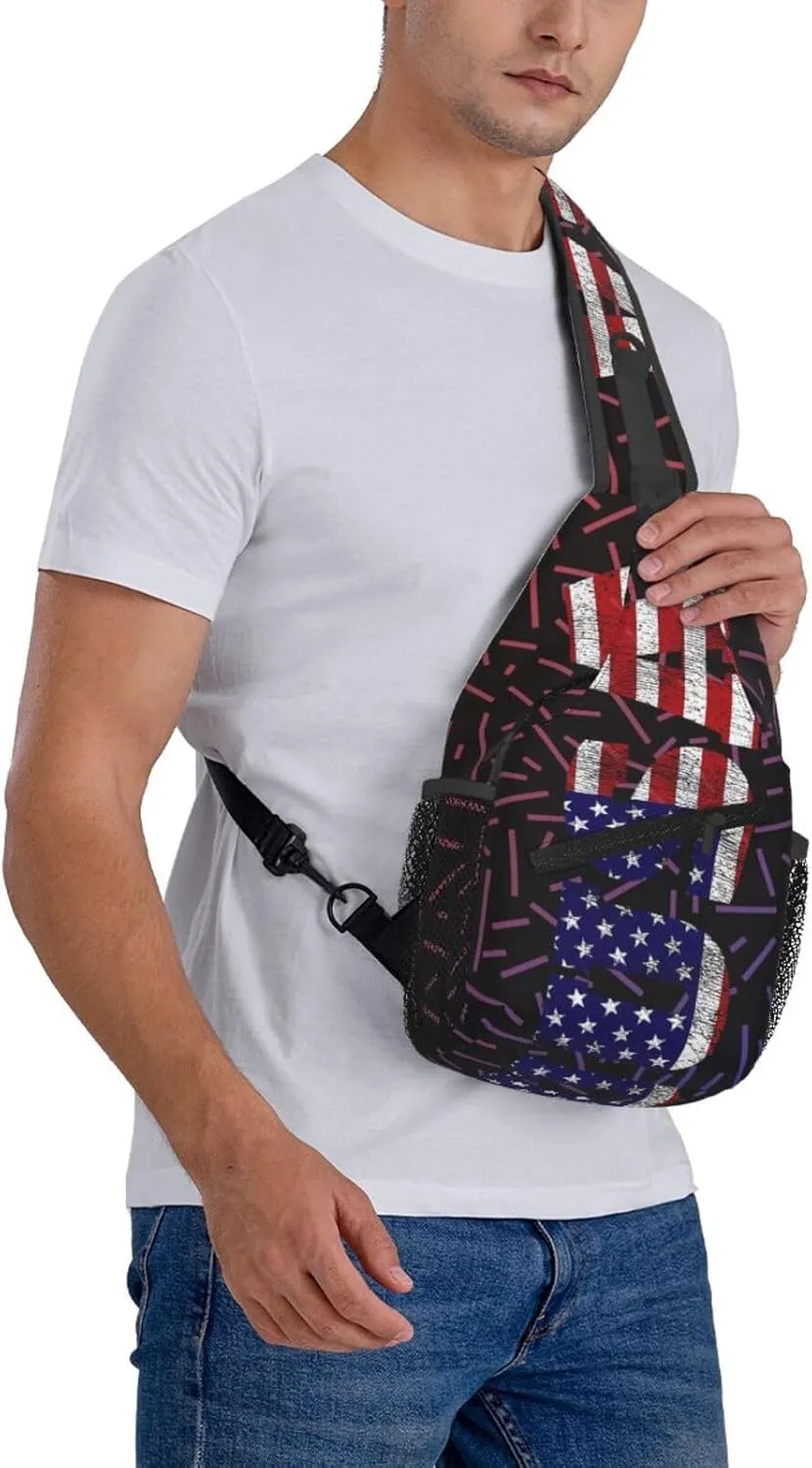 Usa Crossbody For Men Women Sling Chest Bag Shoulder Bag Lightweight One Strap Backpack Multipurpose Travel Hiking Daypack