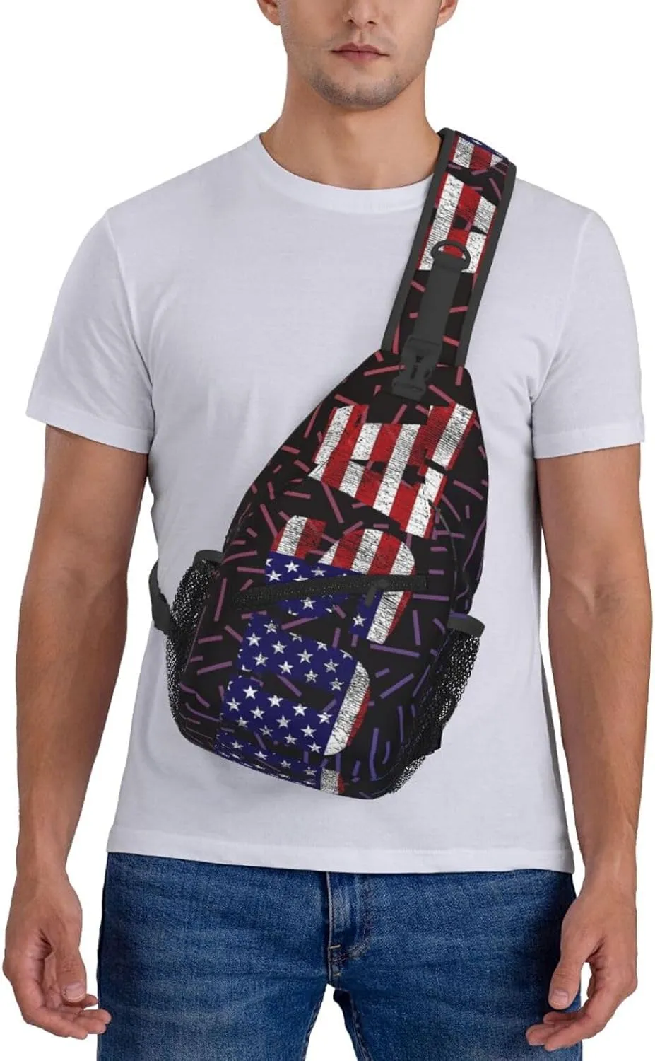 Usa Crossbody For Men Women Sling Chest Bag Shoulder Bag Lightweight One Strap Backpack Multipurpose Travel Hiking Daypack