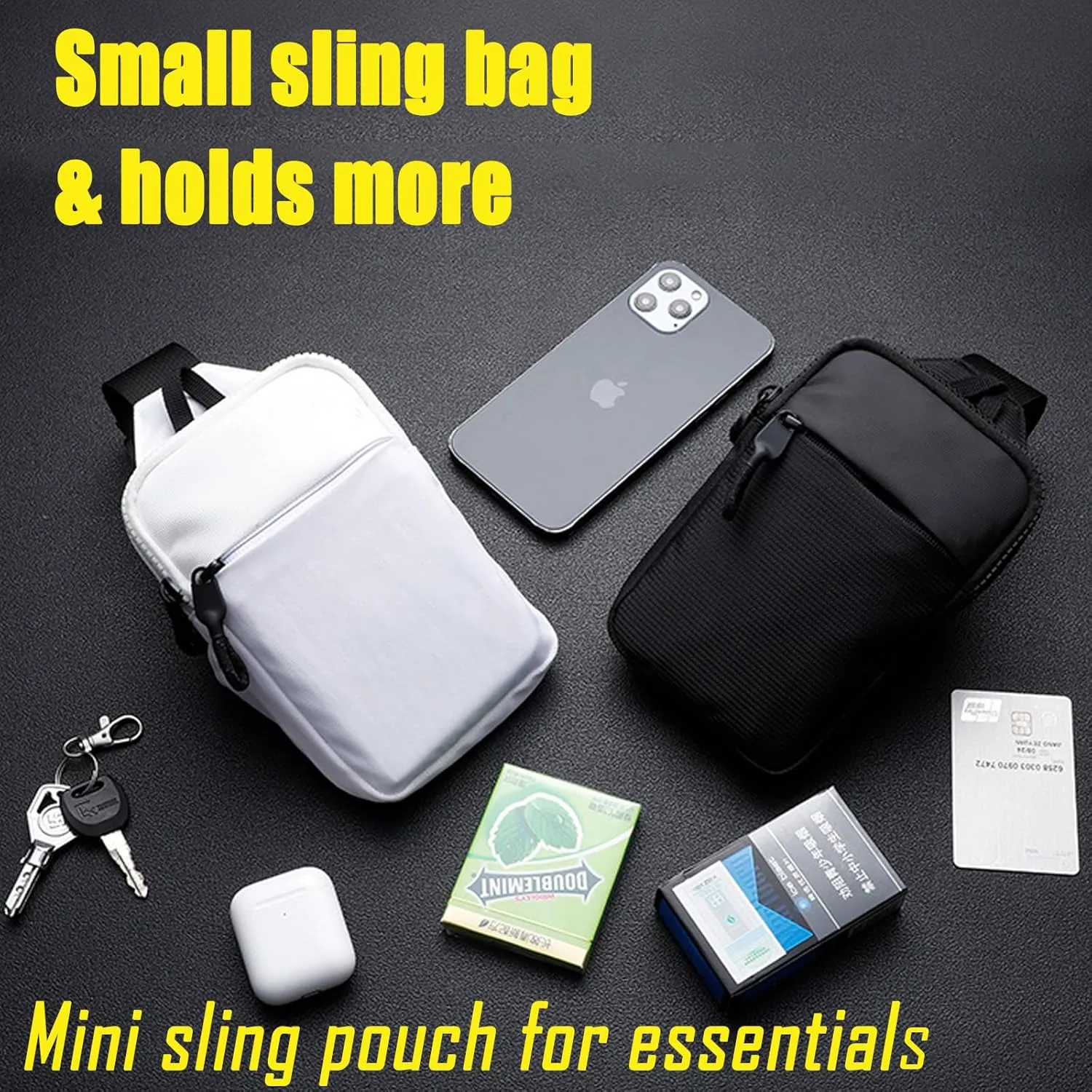 USHAKE Mini Sling Bag for Men Women - Small Crossbody Bag Casual Phone Chest Bag for Hiking Traveling Gifting