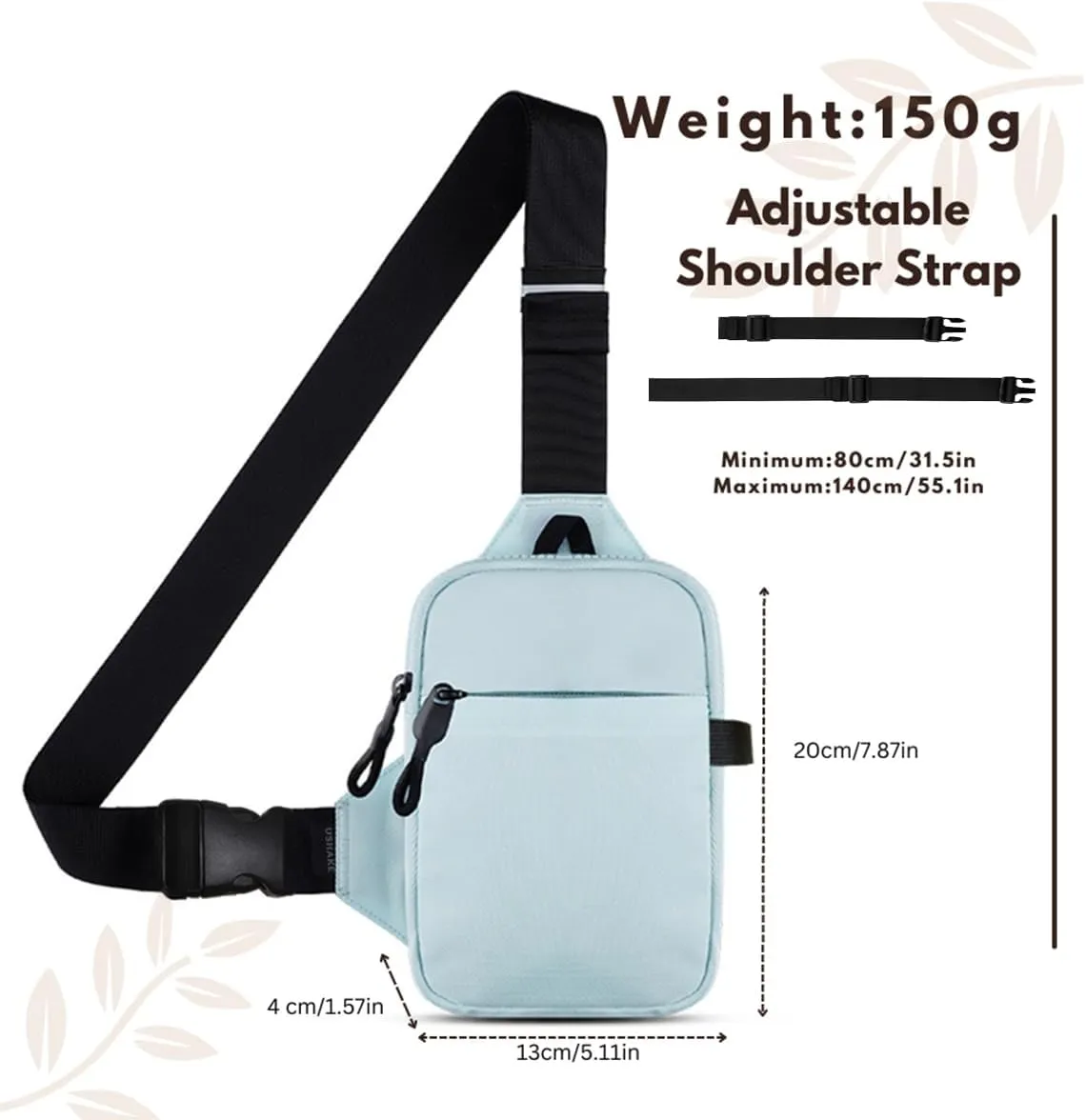 USHAKE Mini Sling Bag for Men Women - Small Crossbody Bag Casual Phone Chest Bag for Hiking Traveling Gifting