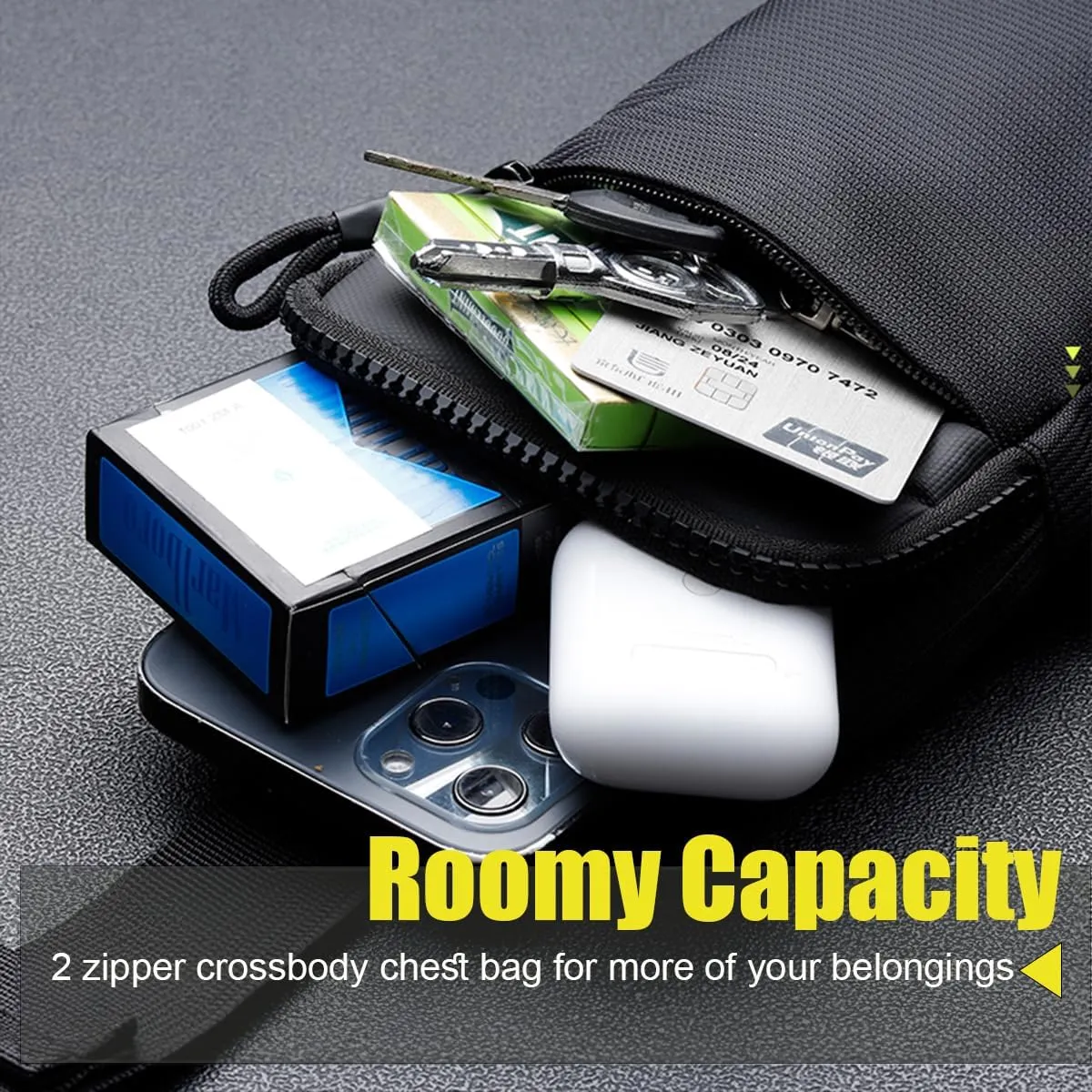 USHAKE Mini Sling Bag for Men Women - Small Crossbody Bag Casual Phone Chest Bag for Hiking Traveling Gifting