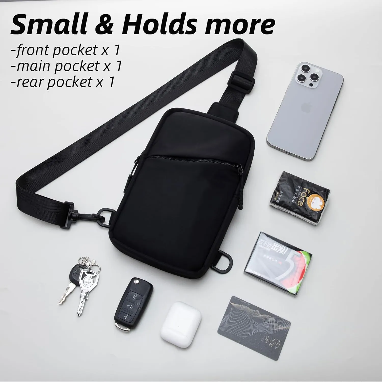 USHAKE Small Sling Bag for Women and Men, Water Resistant Crossbody Chest Bag Small Travel Bag for Casual, Travelling, Sport