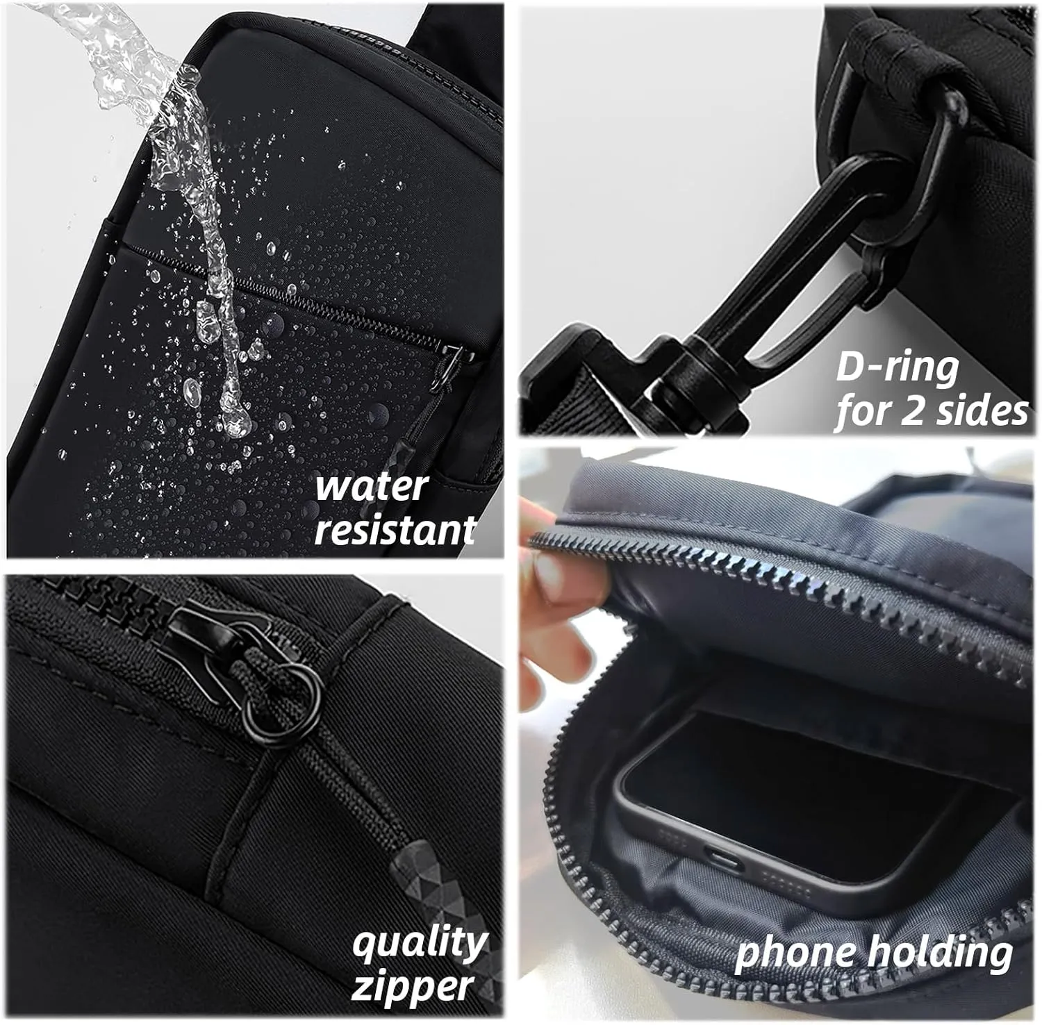 USHAKE Small Sling Bag for Women and Men, Water Resistant Crossbody Chest Bag Small Travel Bag for Casual, Travelling, Sport