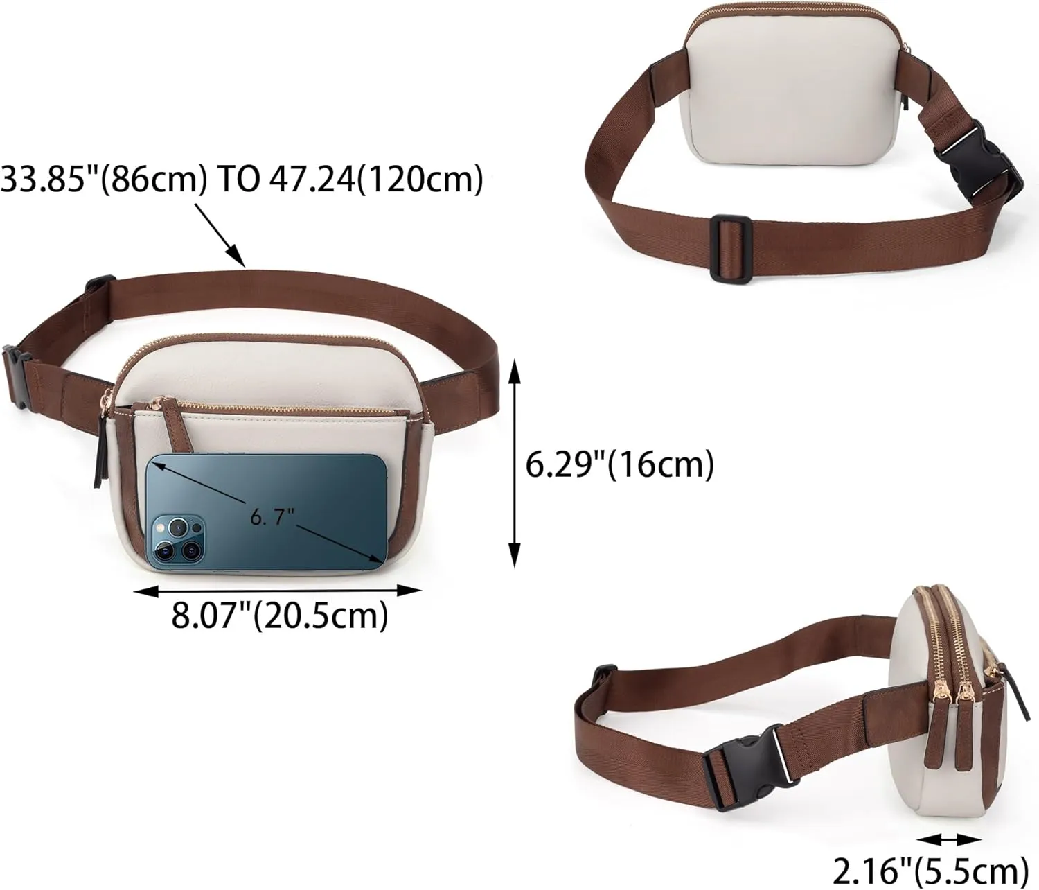 UTO Fanny Pack for Women Crossbody Trendy Fashion Belt Purse Chest Waist Hip Bumbag for Outdoor Shopping Travel Hiking