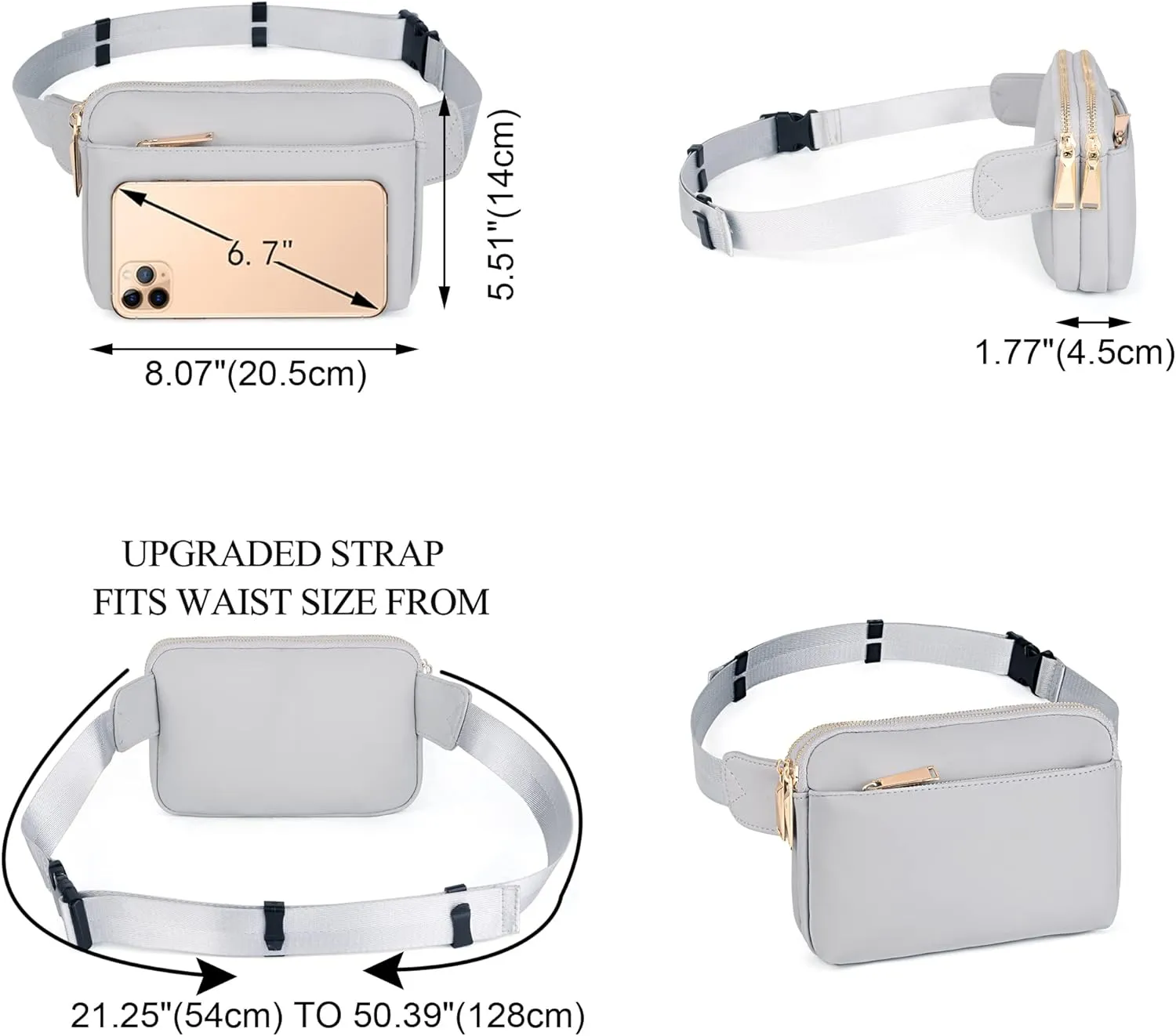 UTO Fanny Pack for Women Crossbody Trendy Fashion Belt Purse Chest Waist Hip Bumbag for Outdoor Shopping Travel Hiking