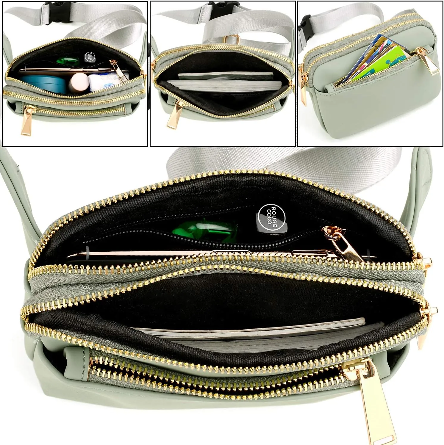 UTO Fanny Pack for Women Crossbody Trendy Fashion Belt Purse Chest Waist Hip Bumbag for Outdoor Shopping Travel Hiking