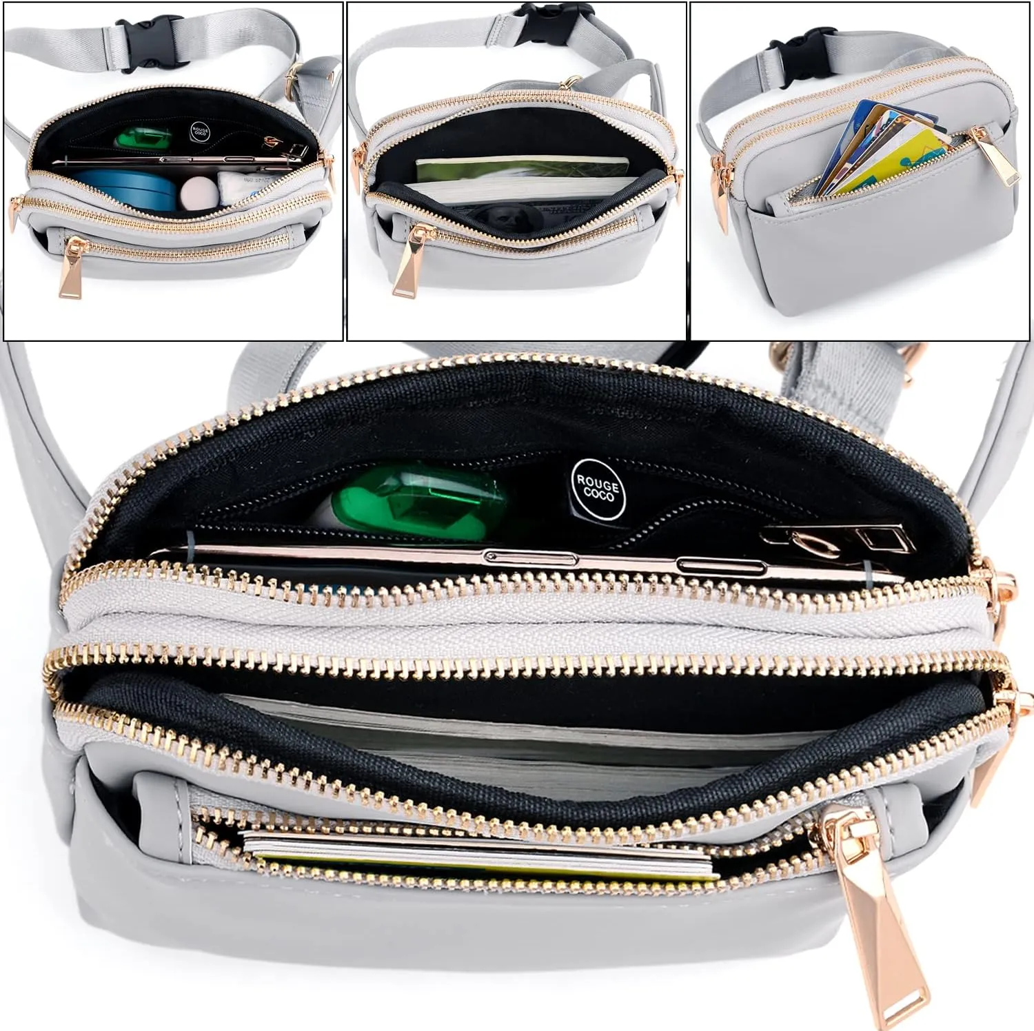 UTO Fanny Pack for Women Crossbody Trendy Fashion Belt Purse Chest Waist Hip Bumbag for Outdoor Shopping Travel Hiking