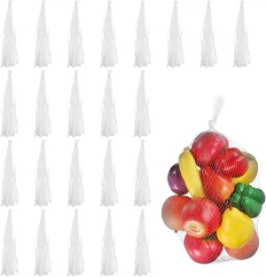 uxcell 150pcs Egg Hatching Bags, 28 Inch Mesh Nylon Netting Reusable Produce Mesh Bags Strong Stretchable Plastic Seafood Boil Bags for Fruits Vegetables Storage, White