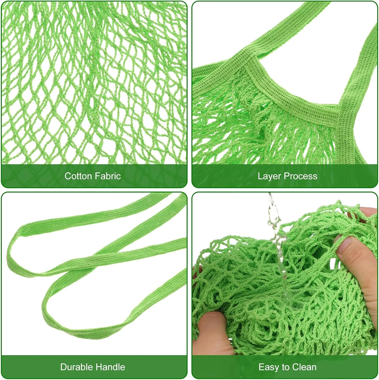 uxcell Reusable Mesh Produce Storage Bags Washable Net Portable Fruit and Vegetable Bag Cotton String Bags for Grocery Shopping Storage