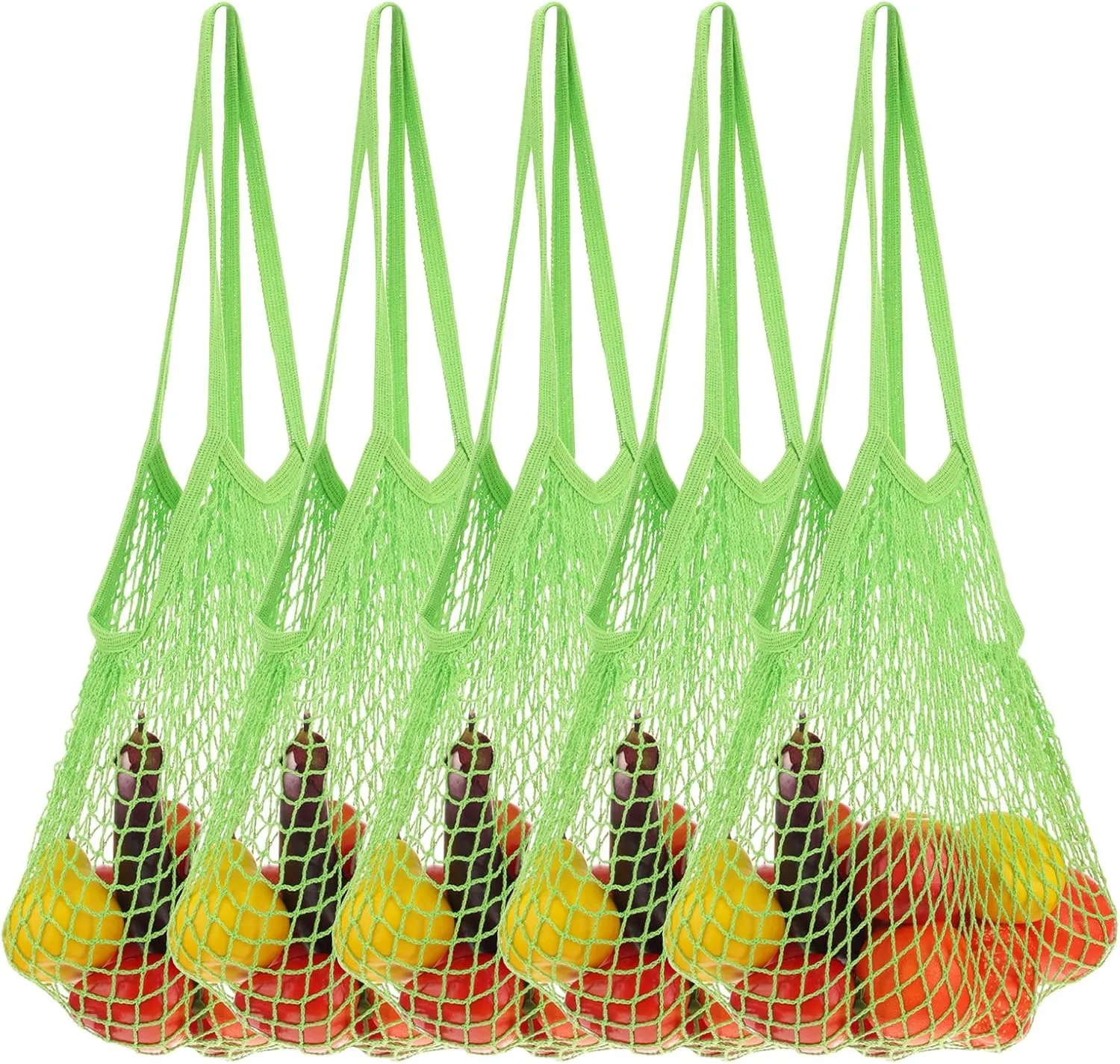 uxcell Reusable Mesh Produce Storage Bags Washable Net Portable Fruit and Vegetable Bag Cotton String Bags for Grocery Shopping Storage